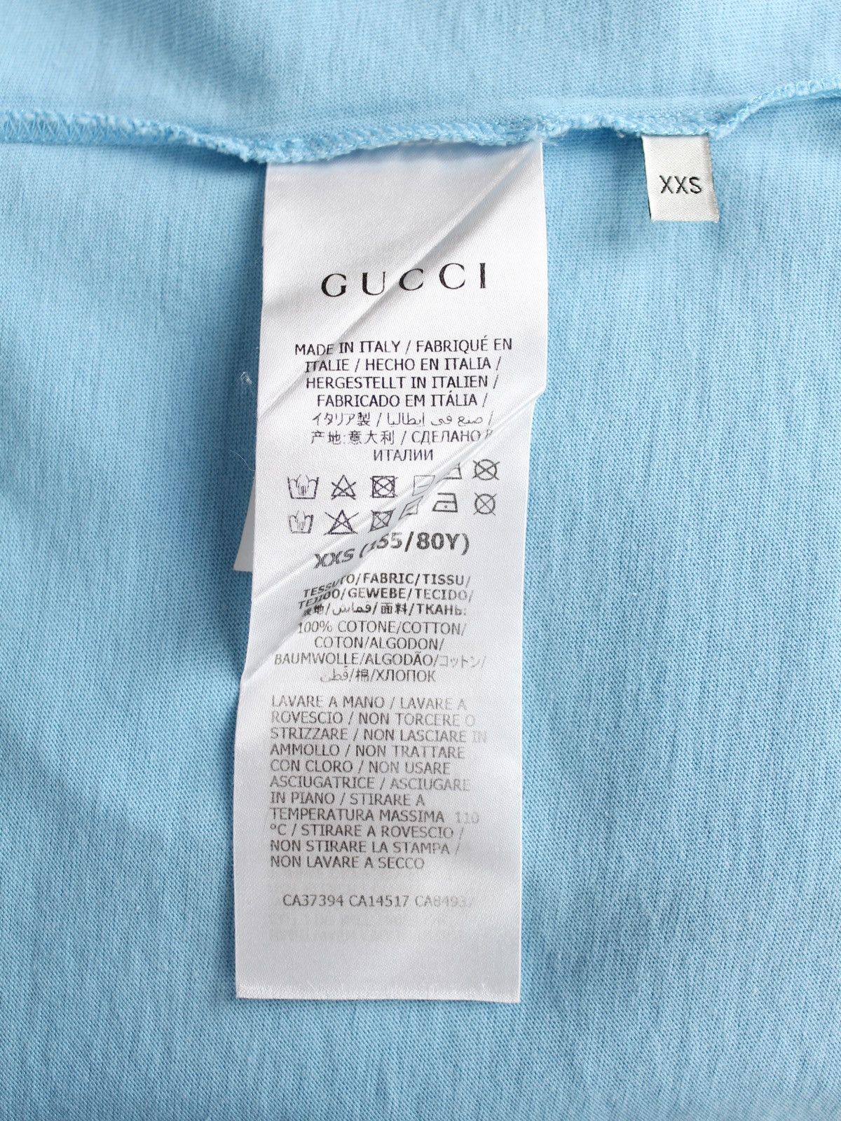 Gucci Gucci Light Blue Big Logo Cotton T-shirt Size S / US 4 / IT 40 - 6 Thumbnail