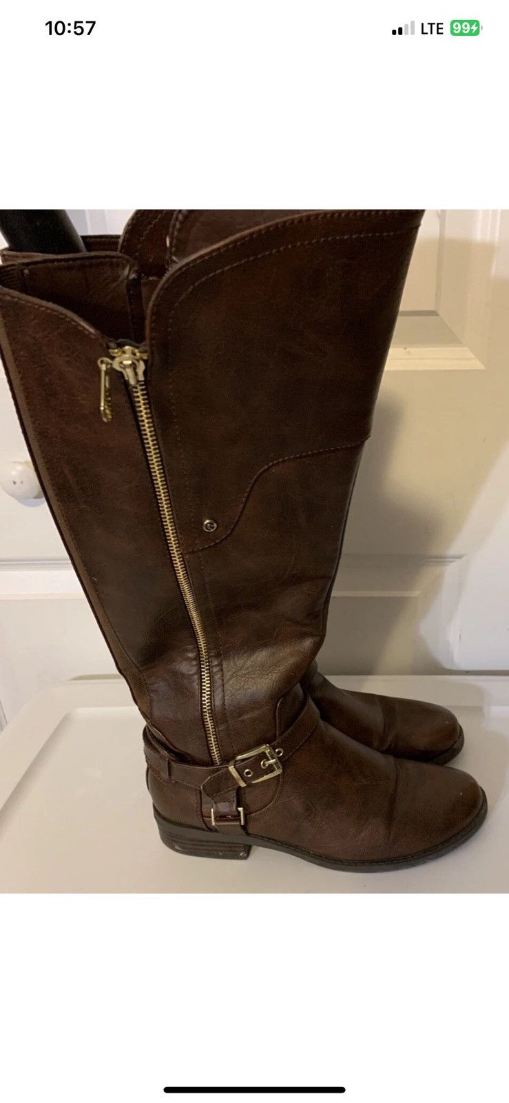 Guess G by Guess womens sz 9M tall riding boots faux leather zip Size US 9 / IT 39 - 1 Thumbnail