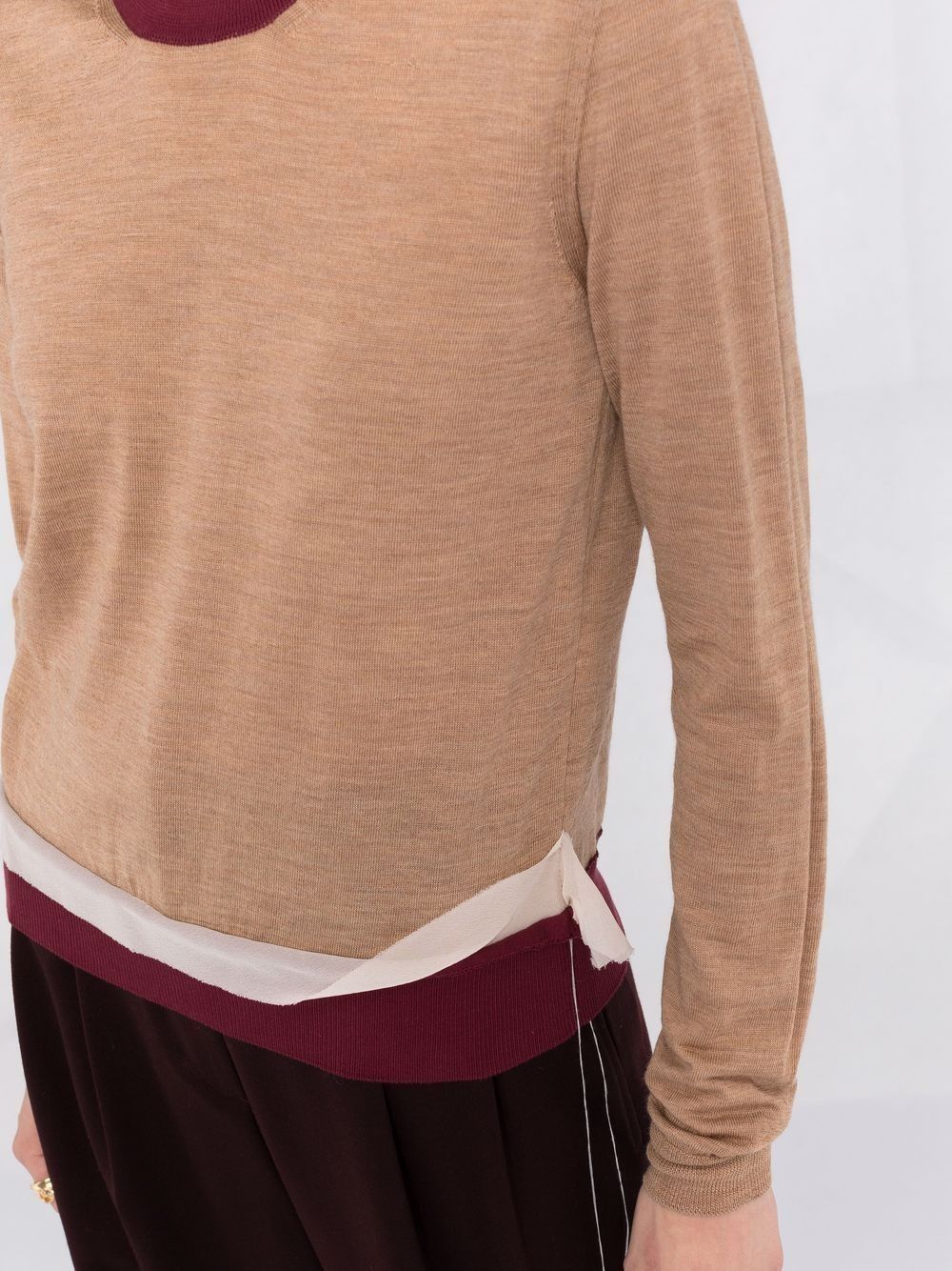 Maison Margiela o1y0625 Crewneck Sweater in Camel/Red Size L / US 10 / IT 46 - 2 Thumbnail