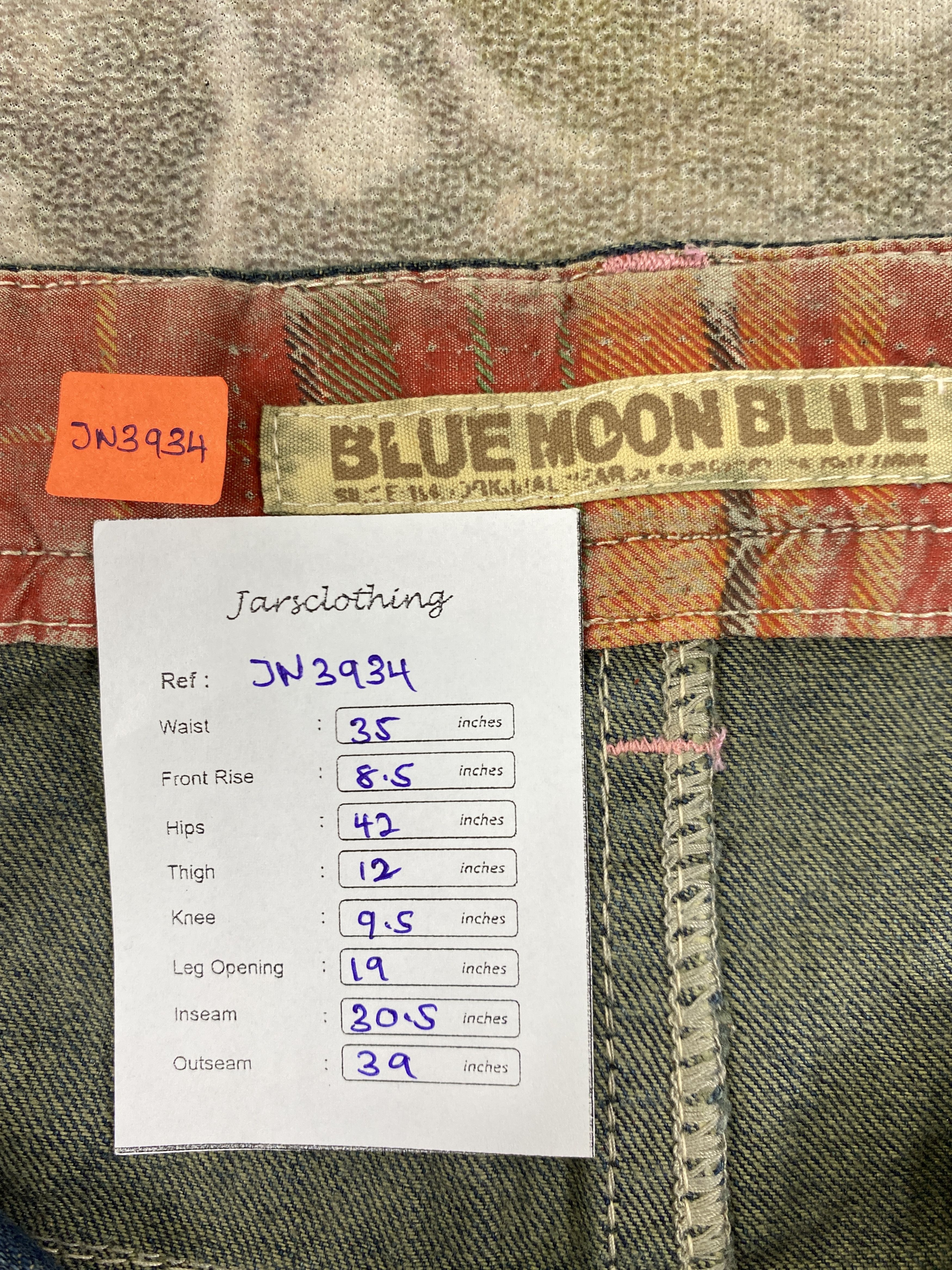 Japanese Brand Vintage Blue Moon Blue Custom patches Jeans 35x30.5- JN3934 Size US 35 - 9 Thumbnail