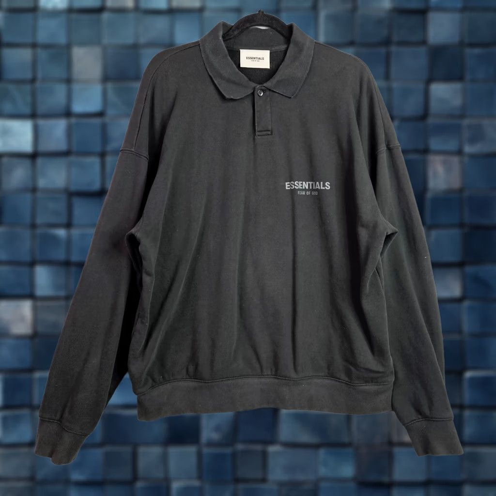 Fear of God Fear of God Men's Polo Sweatshirt Black Size M Cotton Sweatshirt Size US M / EU 48-50 / 2 - 1 Thumbnail
