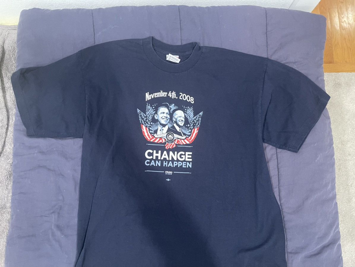 Vintage Vintage 2008 Obama Change Campaign T-Shirt Navy Blue Size US L / EU 52-54 / 3 - 2 Thumbnail