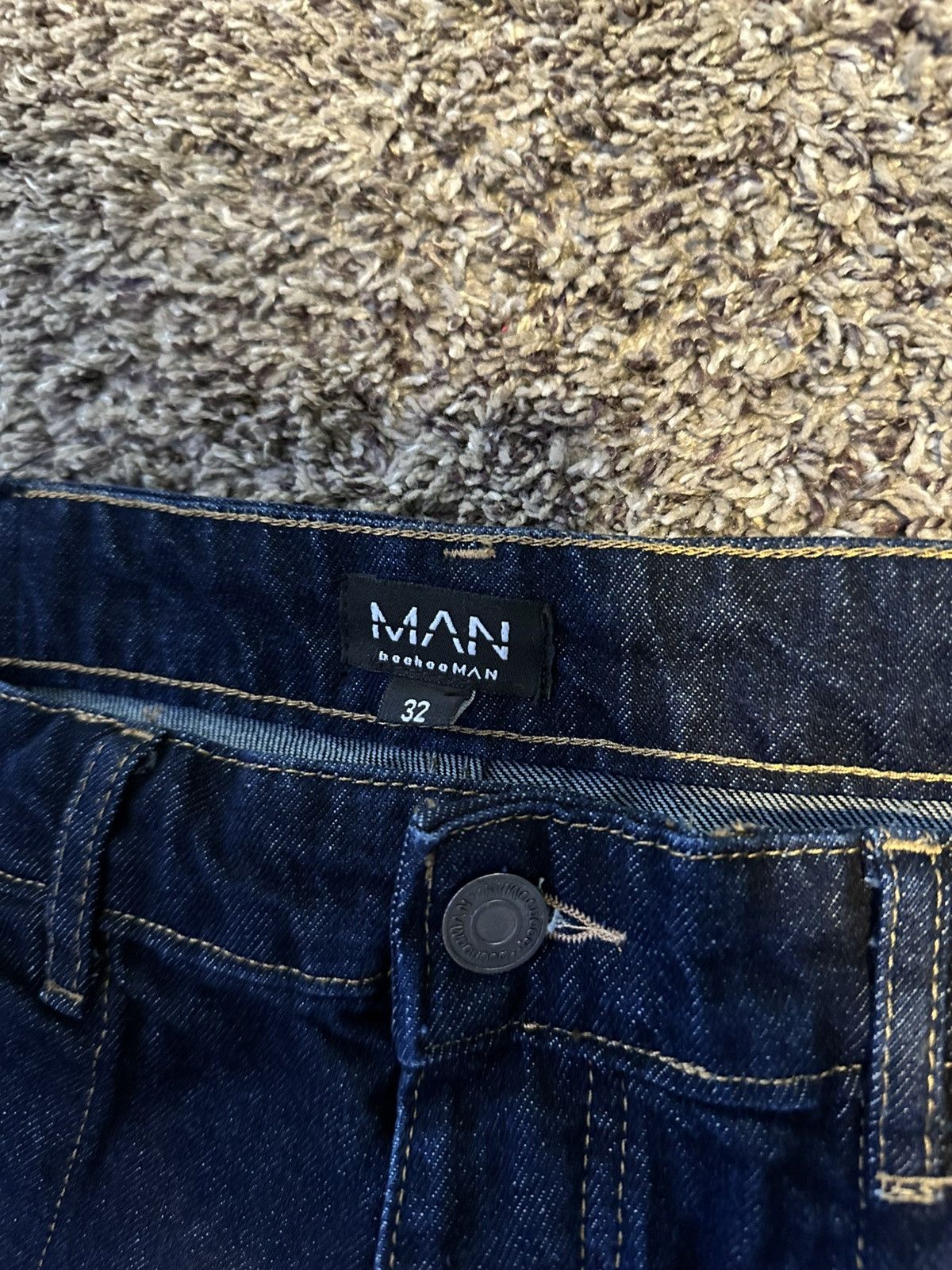 Boohoo BoohooMAN Dark Blue Denim Button Up Jeans Size 32 Baggy Size US 32 / EU 48 - 3 Thumbnail