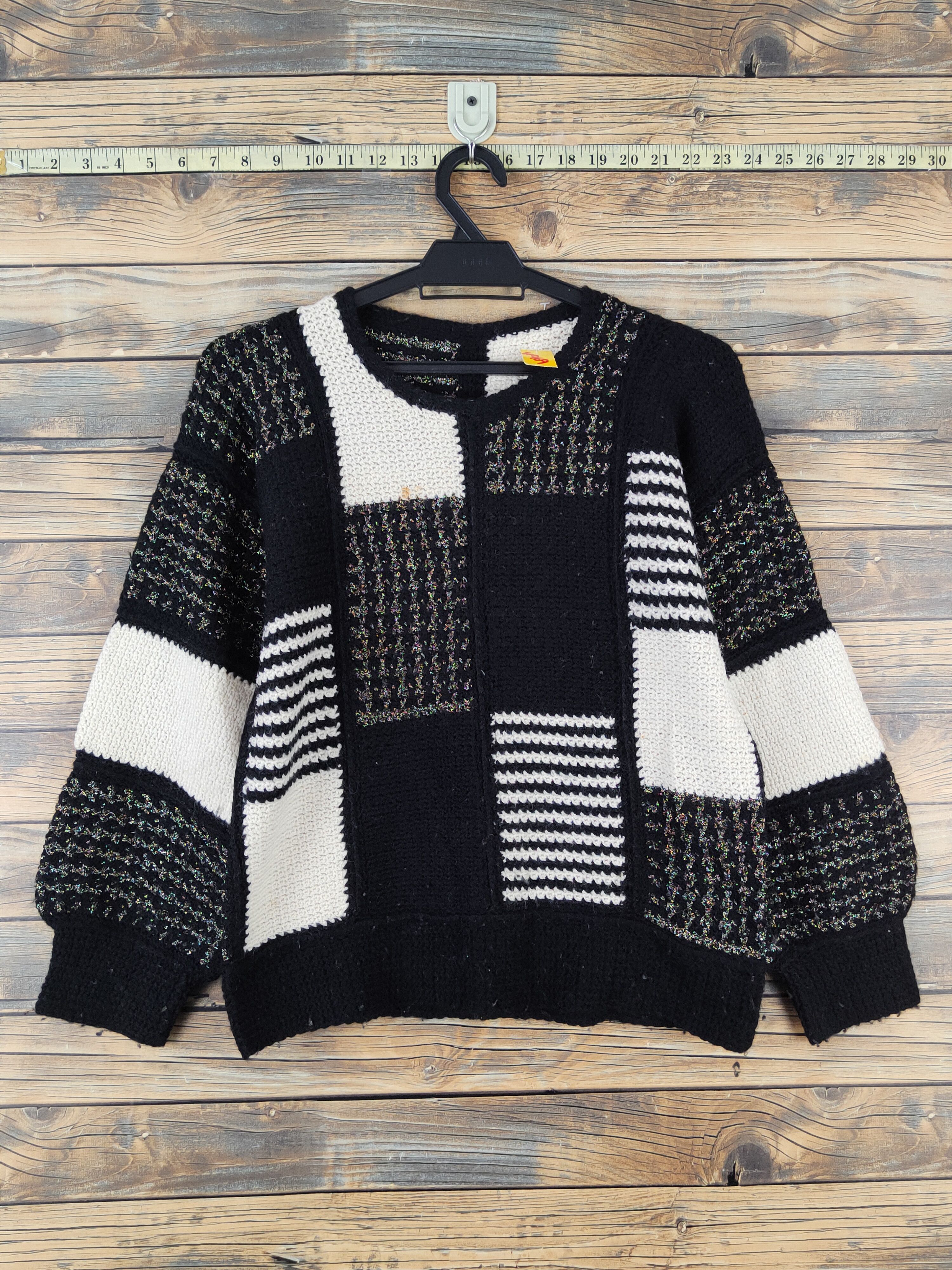 Vintage D Japan checkered Black White Knitwear Sweatshirts #W969 Size S / US 4 / IT 40 - 1 Thumbnail
