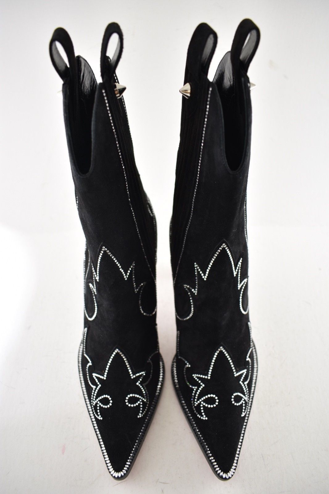 Christian Louboutin Santigag Strass 85 Black Suede Western Ankle Heel Boot 39 Size US 9 / IT 39 - 13 Thumbnail