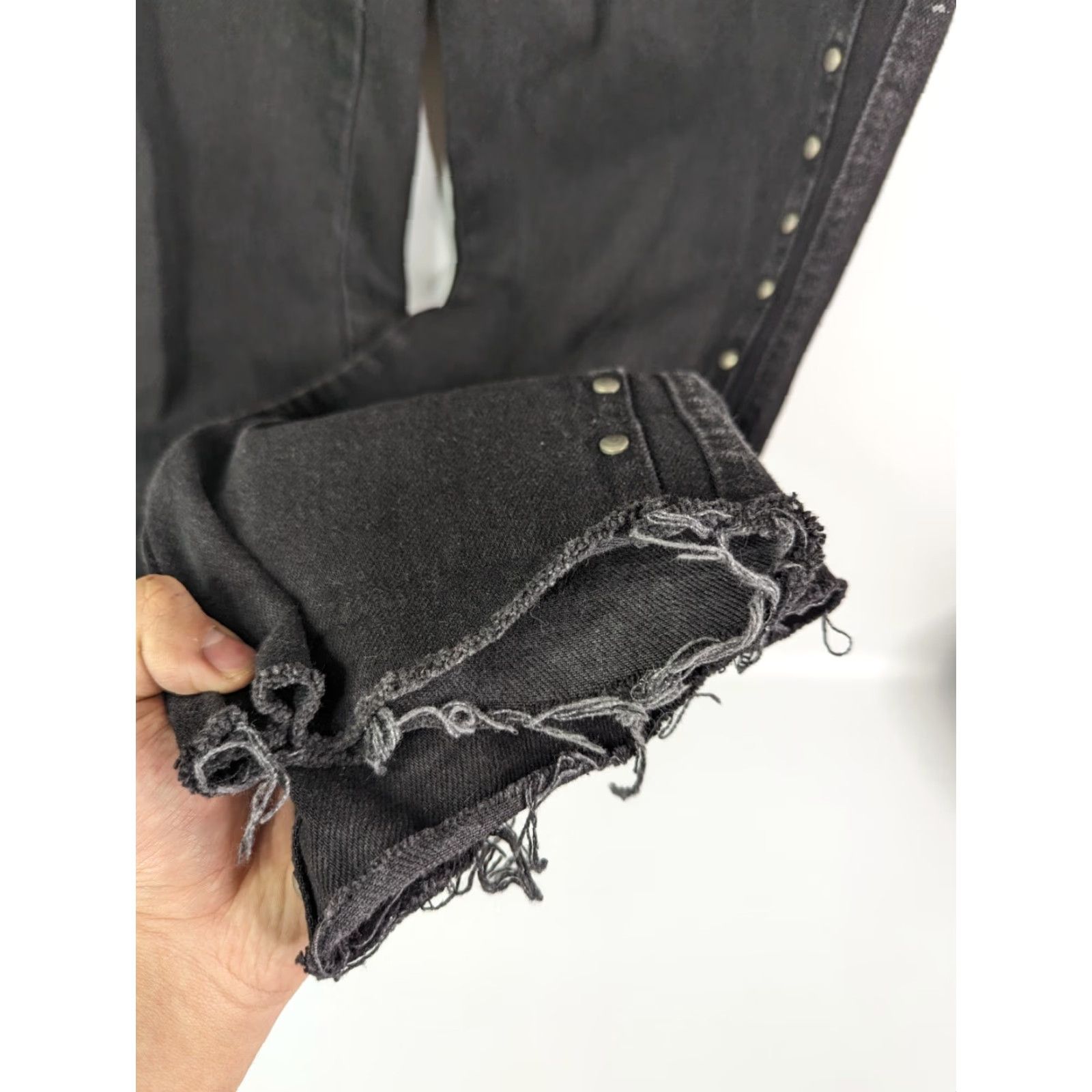Roper VINTAGE Roper Jeans Women 5/6 Black Studded High Rise Raw Hem Y2K Western Cowgirl Rider Style Mom Size 27" / US 4 / IT 40 - 3 Thumbnail