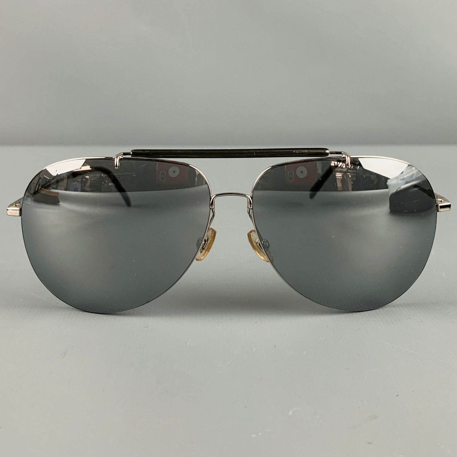 Gucci GUCCI Silver Metal Aviator Sunglasses Size ONE SIZE - 1 Thumbnail