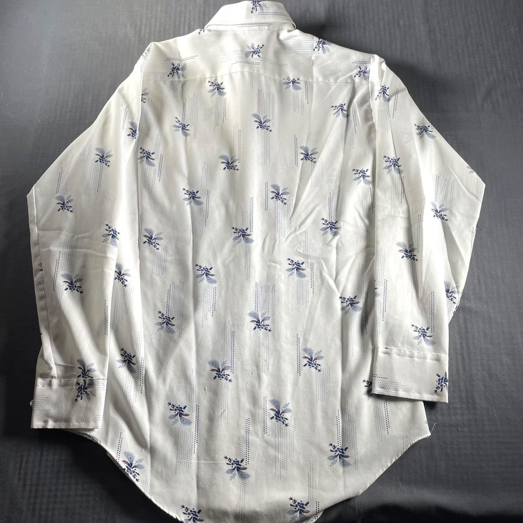 Sears VINTAGE Sears Kings Road Shirt Mens Medium Tall White Floral Polyester 70s Size US L / EU 52-54 / 3 - 7 Thumbnail
