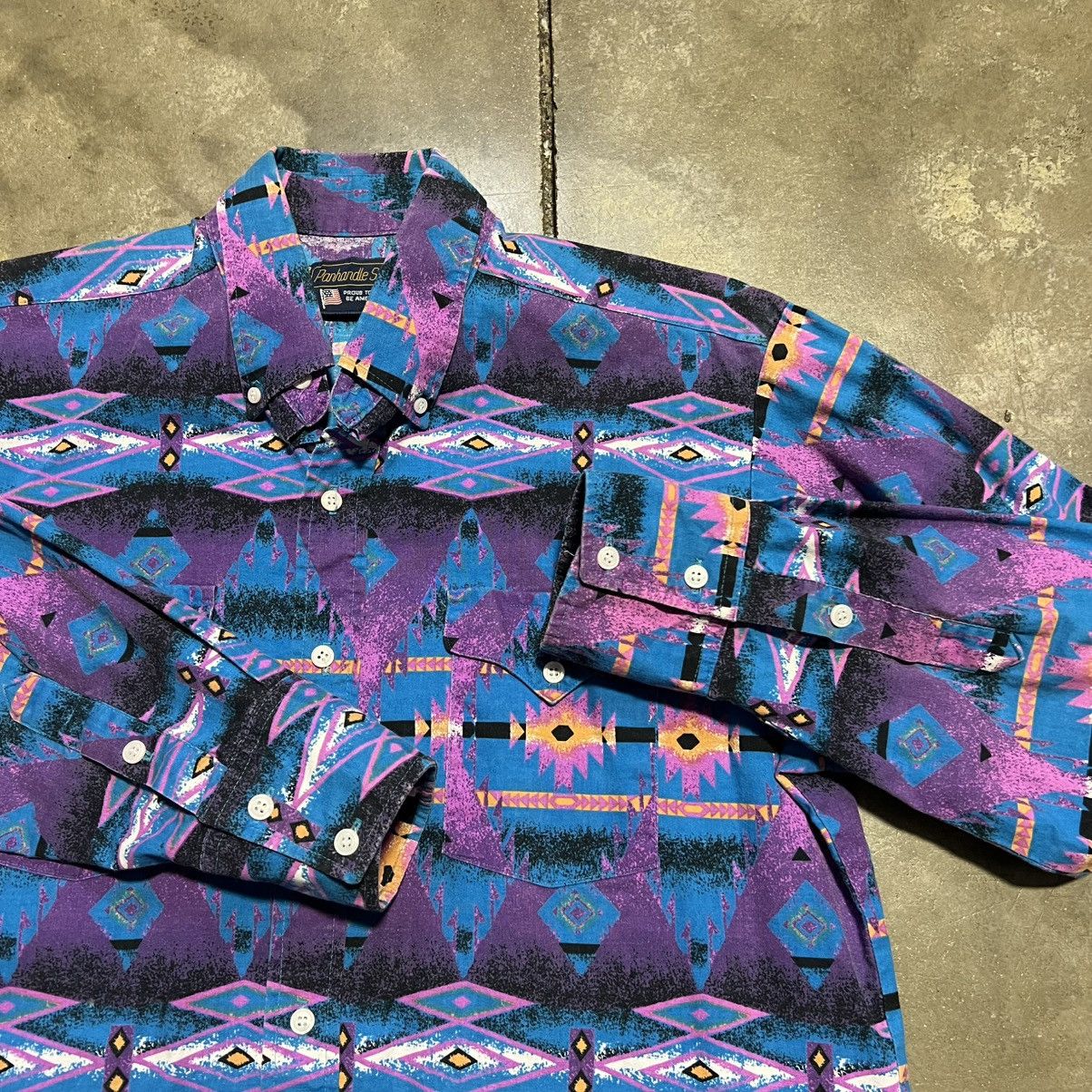 Panhandle Slim Vintage 80s Panhandle Slim Aztec Western Shirt Button Up USA Size US M / EU 48-50 / 2 - 6 Thumbnail