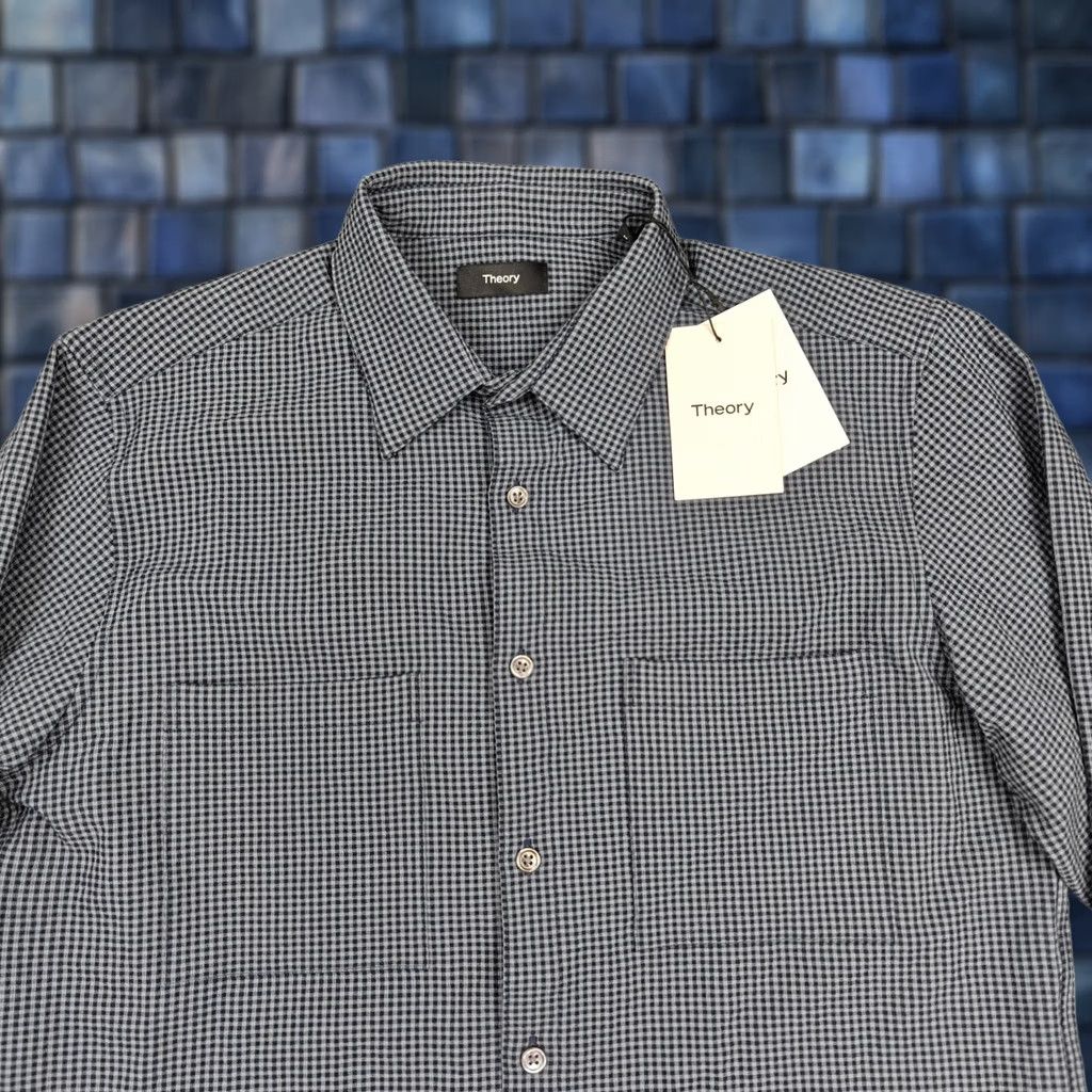 Theory Theory Shirt Mens Medium Blue Gingham Seersucker Long Sleeve Button Up MSRP 225 Size US M / EU 48-50 / 2 - 1 Thumbnail