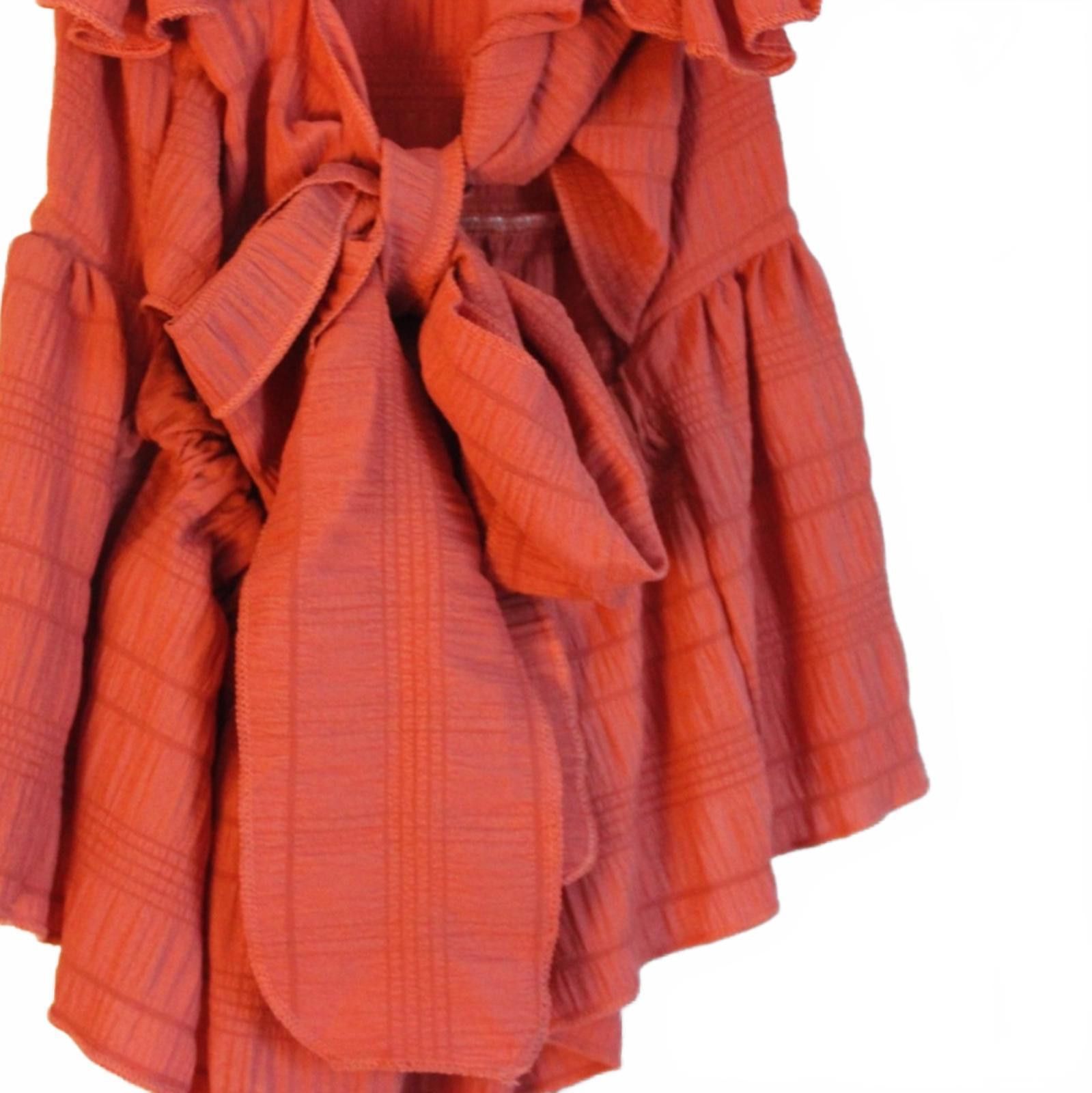 Shein SHEIN Small Rust Orange Textured Ruffle Sleeve Tie-Back Tank Size S / US 4 / IT 40 - 7 Thumbnail