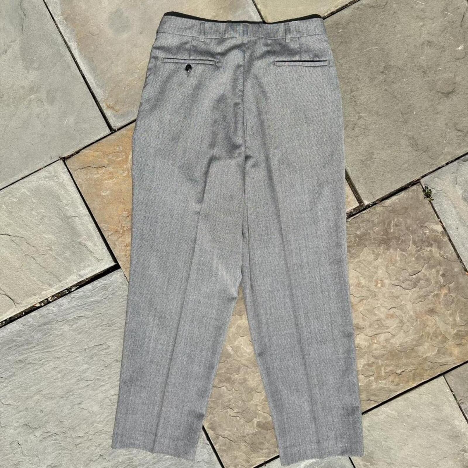 John Henry Neo-Vintage 90s Grey Black Knit Pattern Pleated Pants Size US 32 / EU 48 - 6 Thumbnail