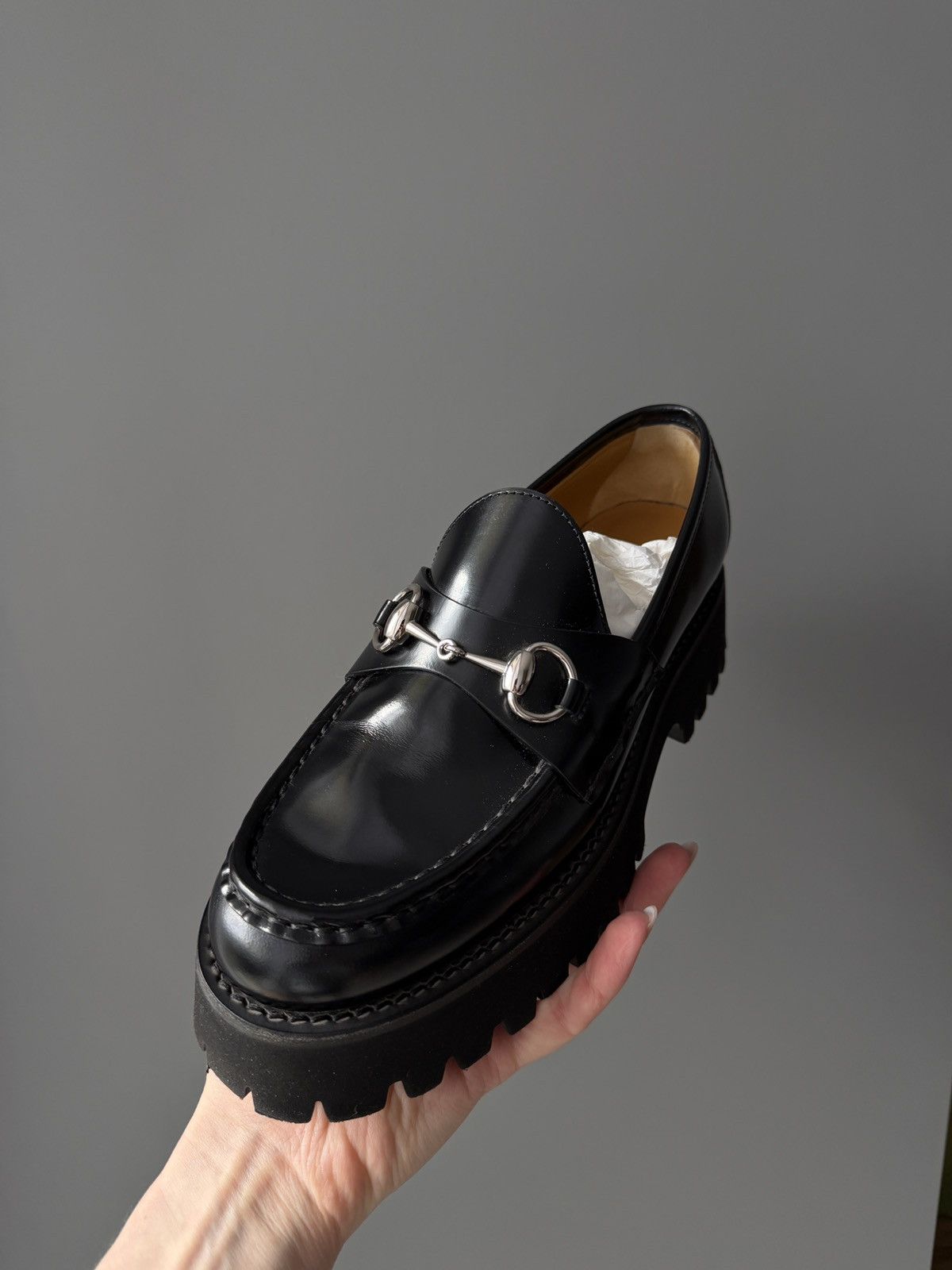 Gucci Gucci “Sylke” Horsebit Leather Loafers with Chunky Platform Size US 7 / IT 37 - 3 Thumbnail