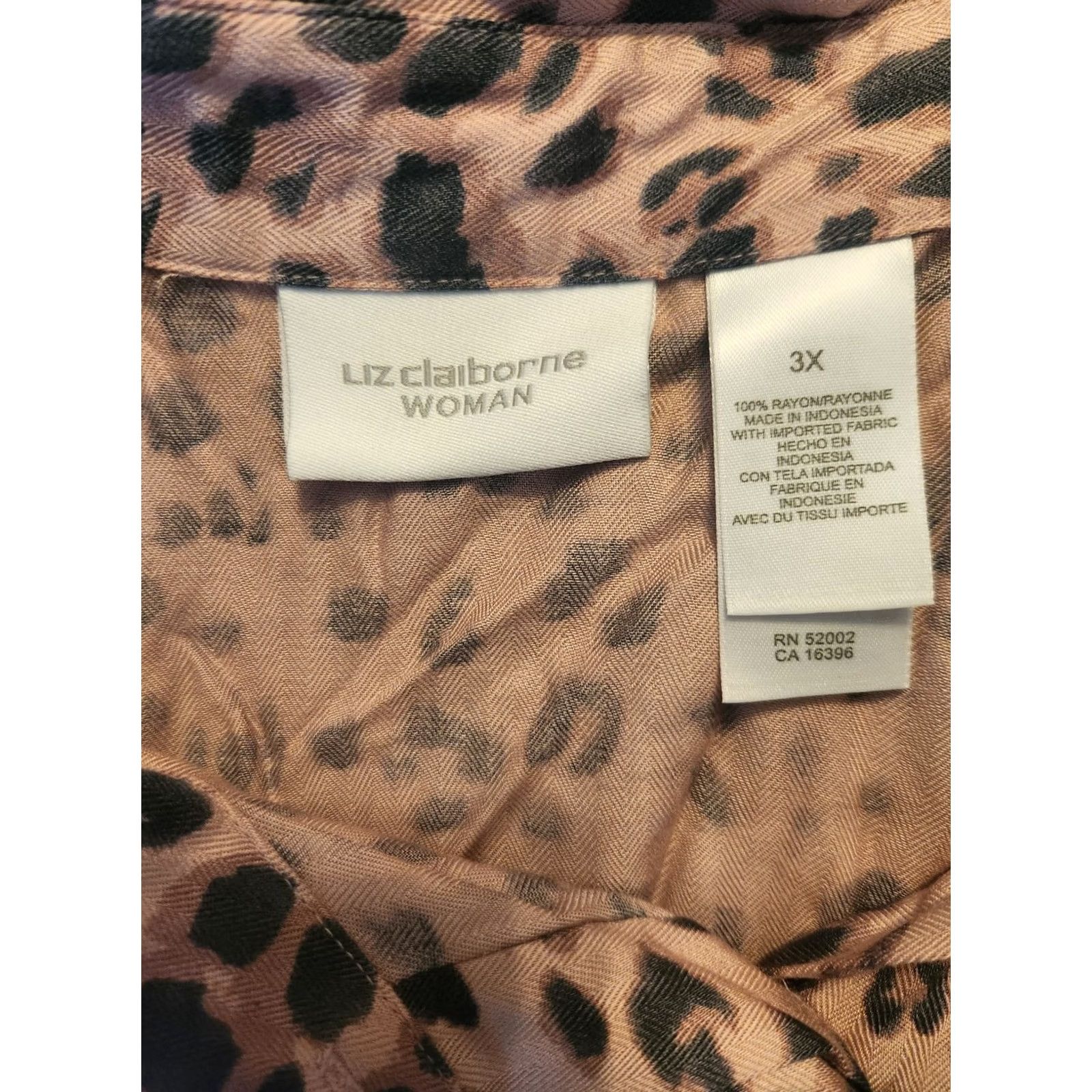Liz Claiborne Liz Claiborne Woman Pink Leopard Print Long Sleeve Top Shirt 3X Size XXL / US 16-18 / IT 52-54 - 6 Thumbnail