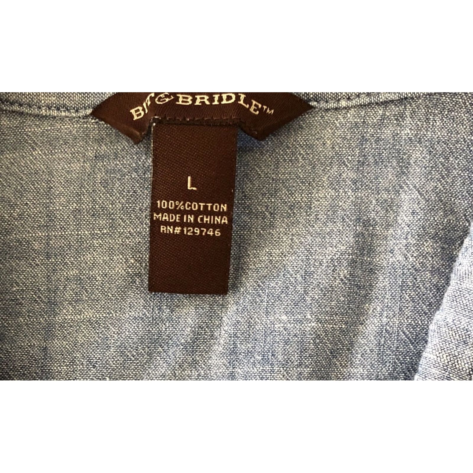 Vintage Bit & Bridle Sleeveless Chambray Top L Blue Pearl Snap Collar Western Country Shirt Women Size L / US 10 / IT 46 - 7 Thumbnail