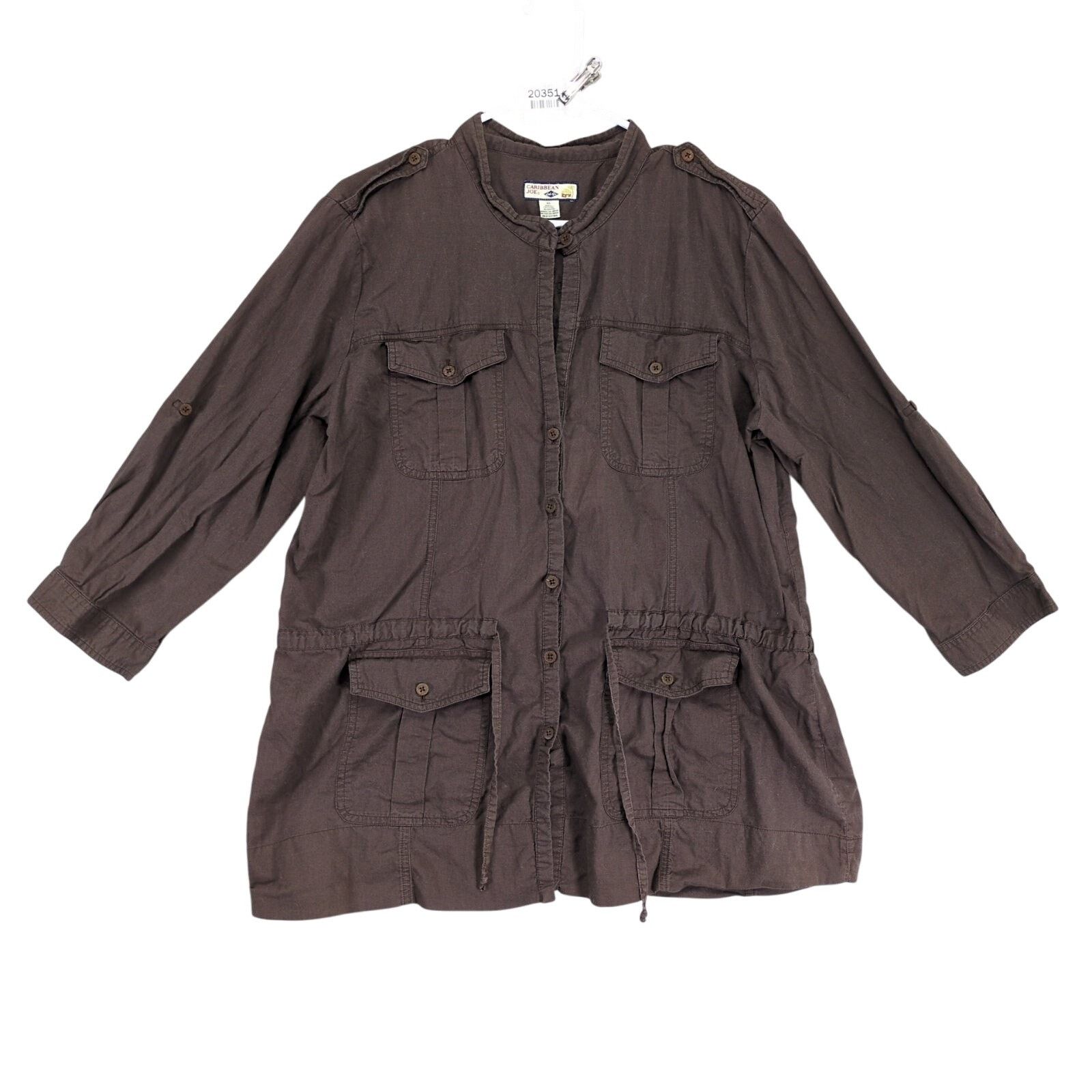 Caribbean Caribbean Joe Women's XL Brown Button Up Tunic Cargo Shirt Size XL / US 12-14 / IT 48-50 - 1 Thumbnail