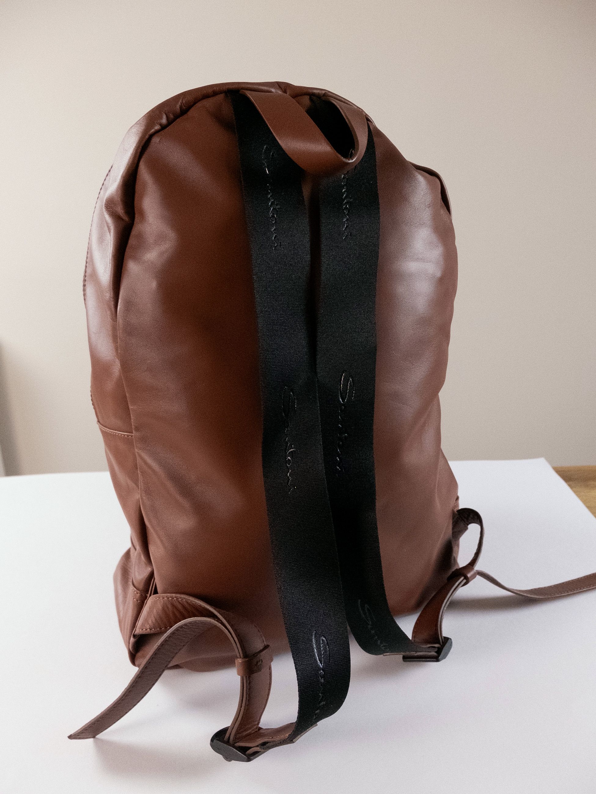 Santoni SANTONI brown lightweight soft leather backpack authentic Size ONE SIZE - 4 Thumbnail