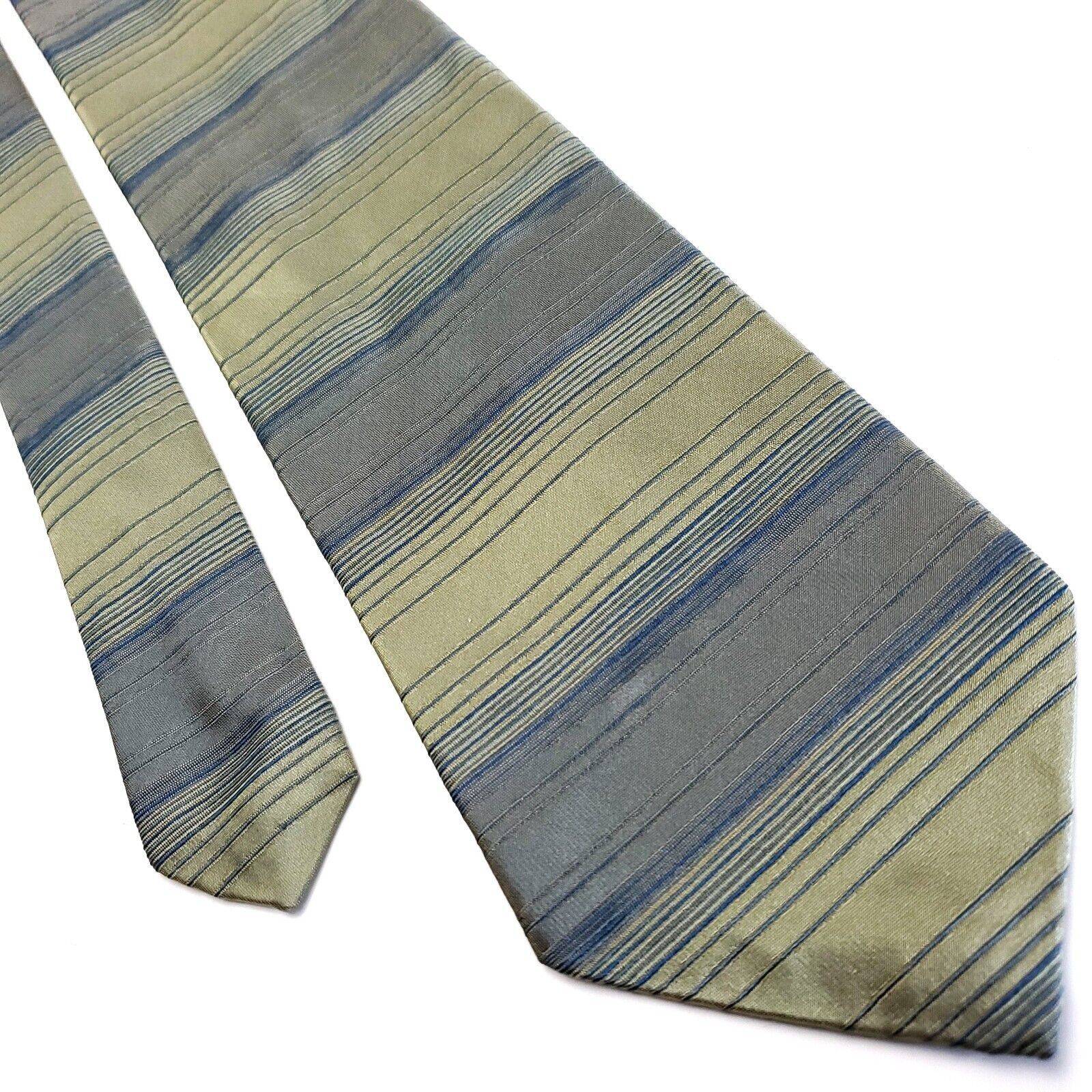Alfani Alfani Green Silk Tie Woven Short Wide Horizontal Stripes Size ONE SIZE - 1 Thumbnail