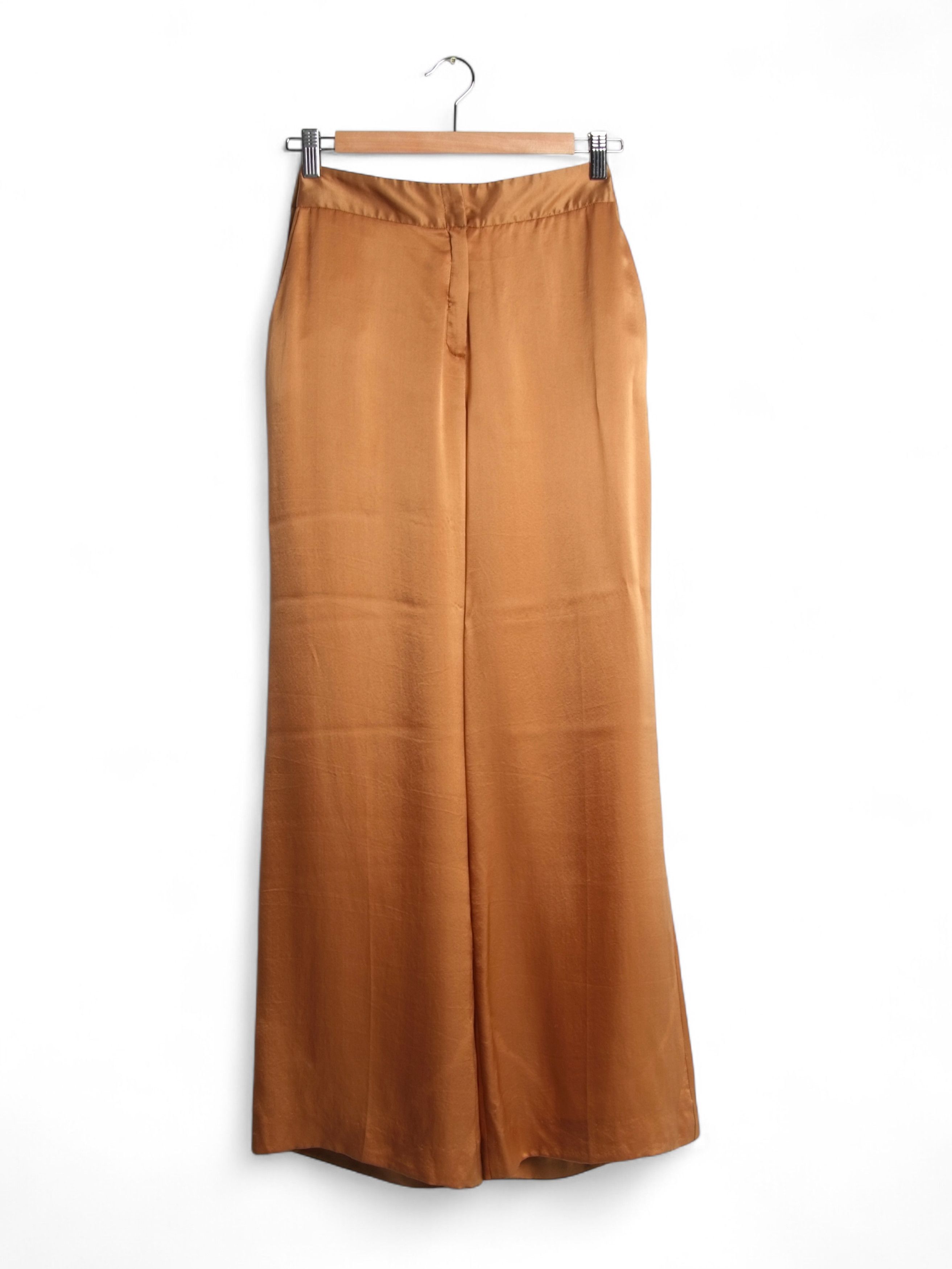 Blumarine Blumarine Vintage Pure Silk Wide Leg Golden Pants US6 Size 28" / US 6 / IT 42 - 1 Thumbnail