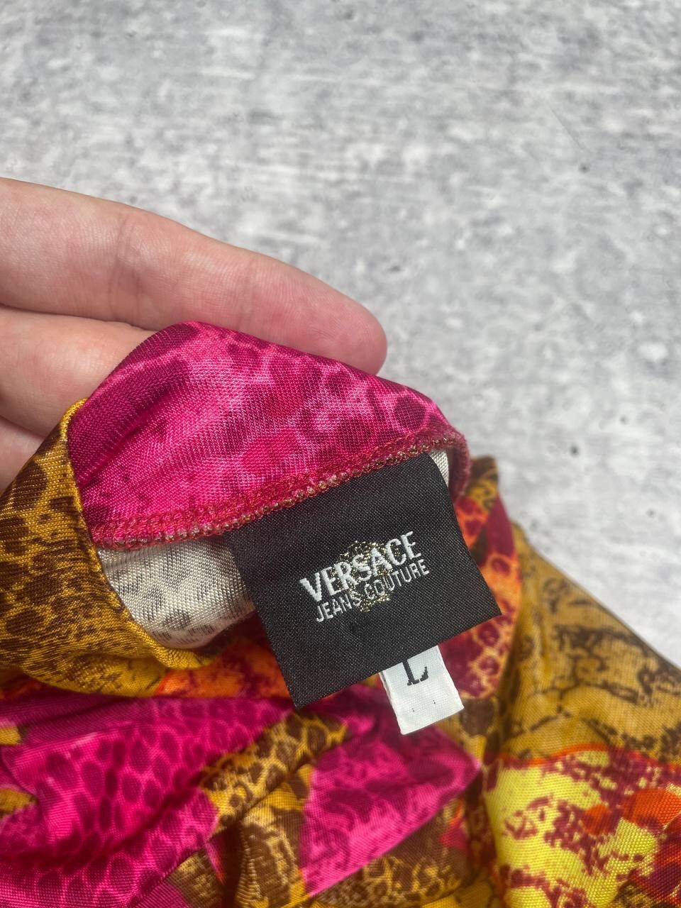 Versace Jeans Couture Vintage Versace Snake Skin Printed Long Neck Top Y2K Size L / US 10 / IT 46 - 14 Thumbnail
