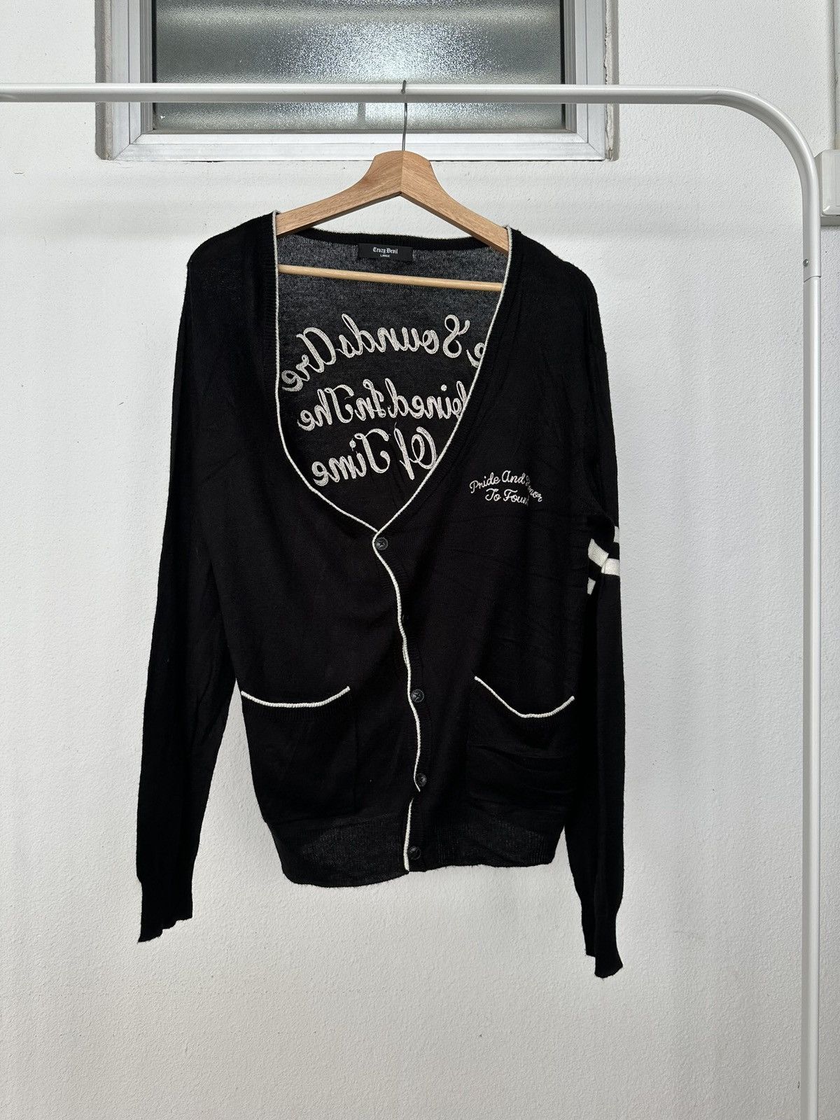 If Six Was Nine Y2k Crazy Devil unsymmetrical light wool cardigan Size US L / EU 52-54 / 3 - 9 Thumbnail