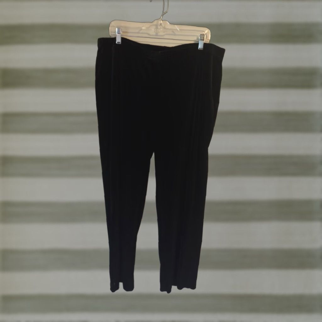 Element Elementz Woman Black Velvet Elastic Waist Pants 2X Plus Size 40" / US 18 - 1 Thumbnail