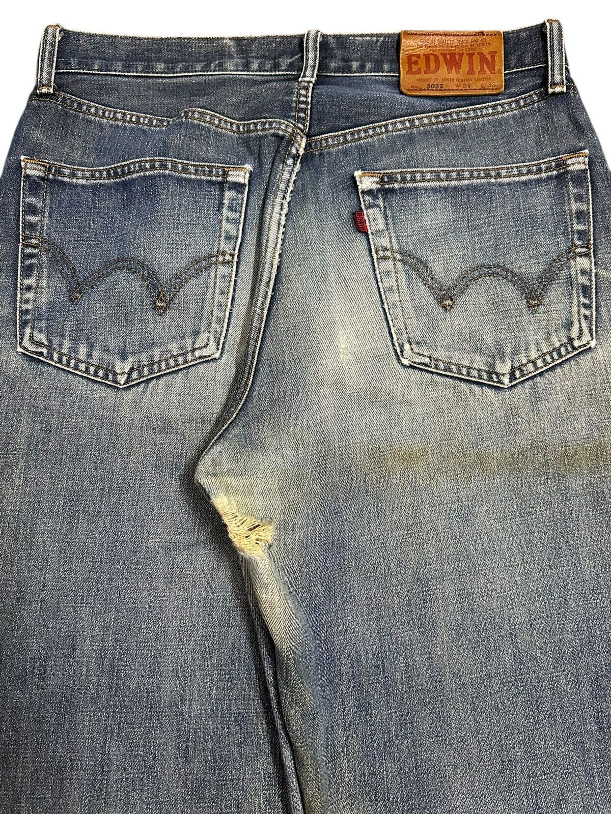 Edwin Vintage Edwin 503z Blue Faded Wash Distress Baggy Jeans Size US 31 - 6 Thumbnail
