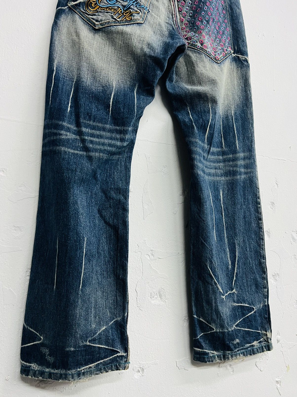 Japanese Brand XANTHOUS Mudwash Flame Baggy Denim Size US 33 - 23 Thumbnail