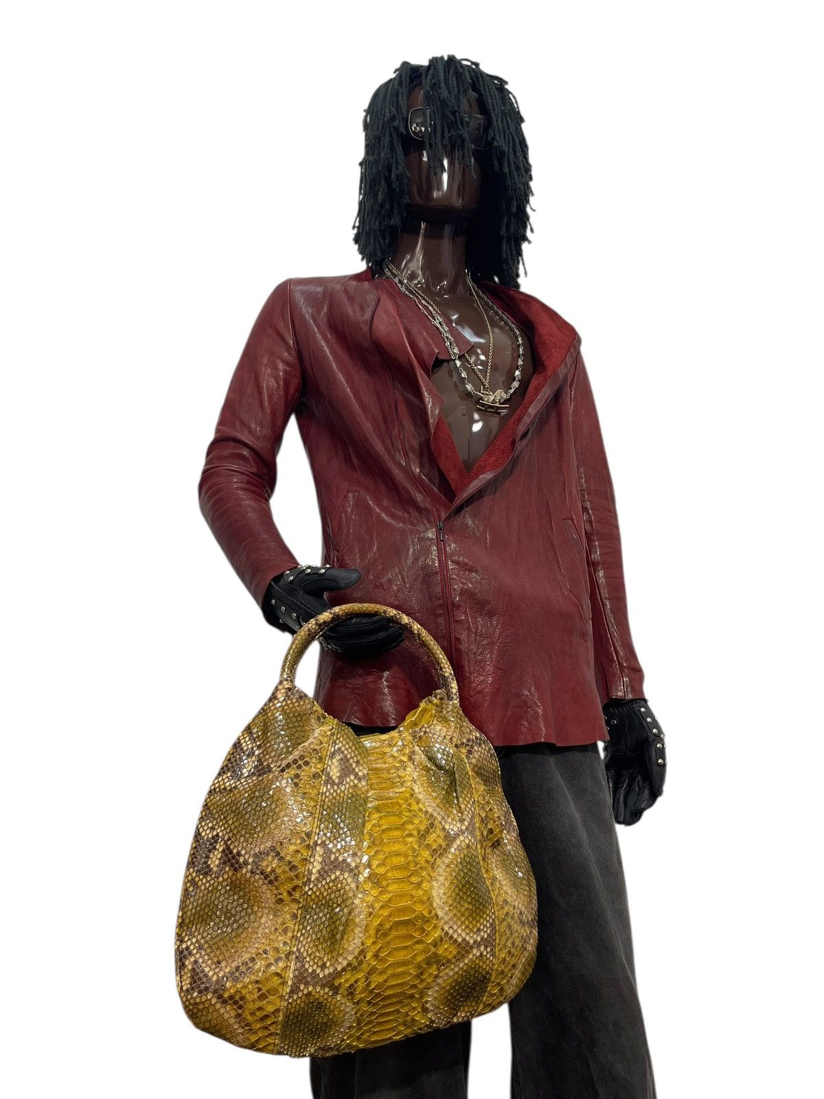 Genuine Leather Full Leather Python Elena Girardi Handmade Hobo Bag 2🟩2 Size ONE SIZE - 2 Thumbnail