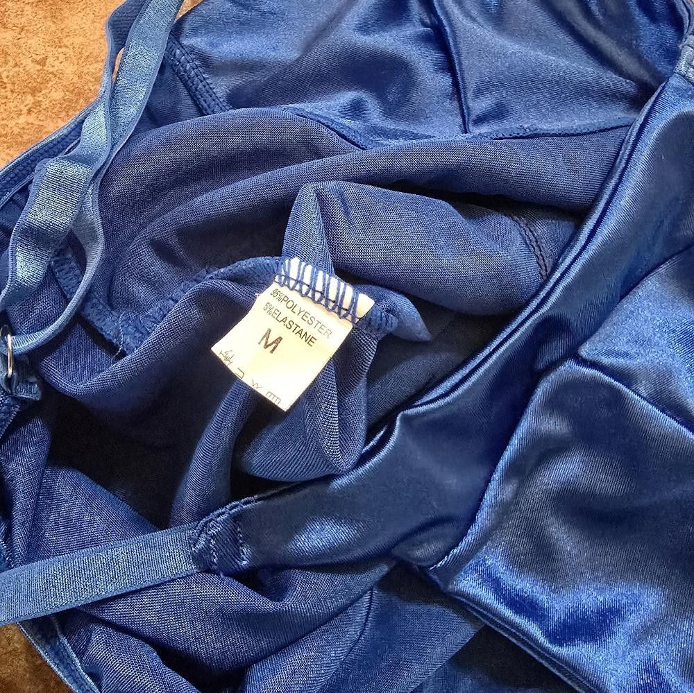 Designer Blue Vibrant Satin Seductive Lingerie Nightie Size ONE SIZE - 4 Thumbnail