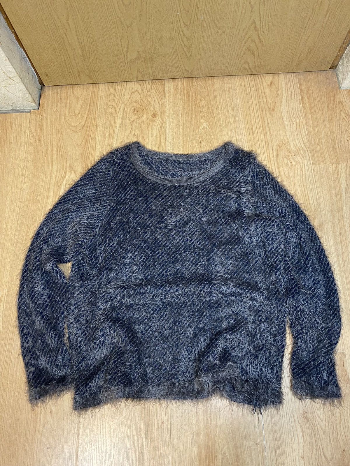 トップス 00s archive design mohair knit sweater 3D Soft Texture Mohair Knit Sweater Men M Vintage Number