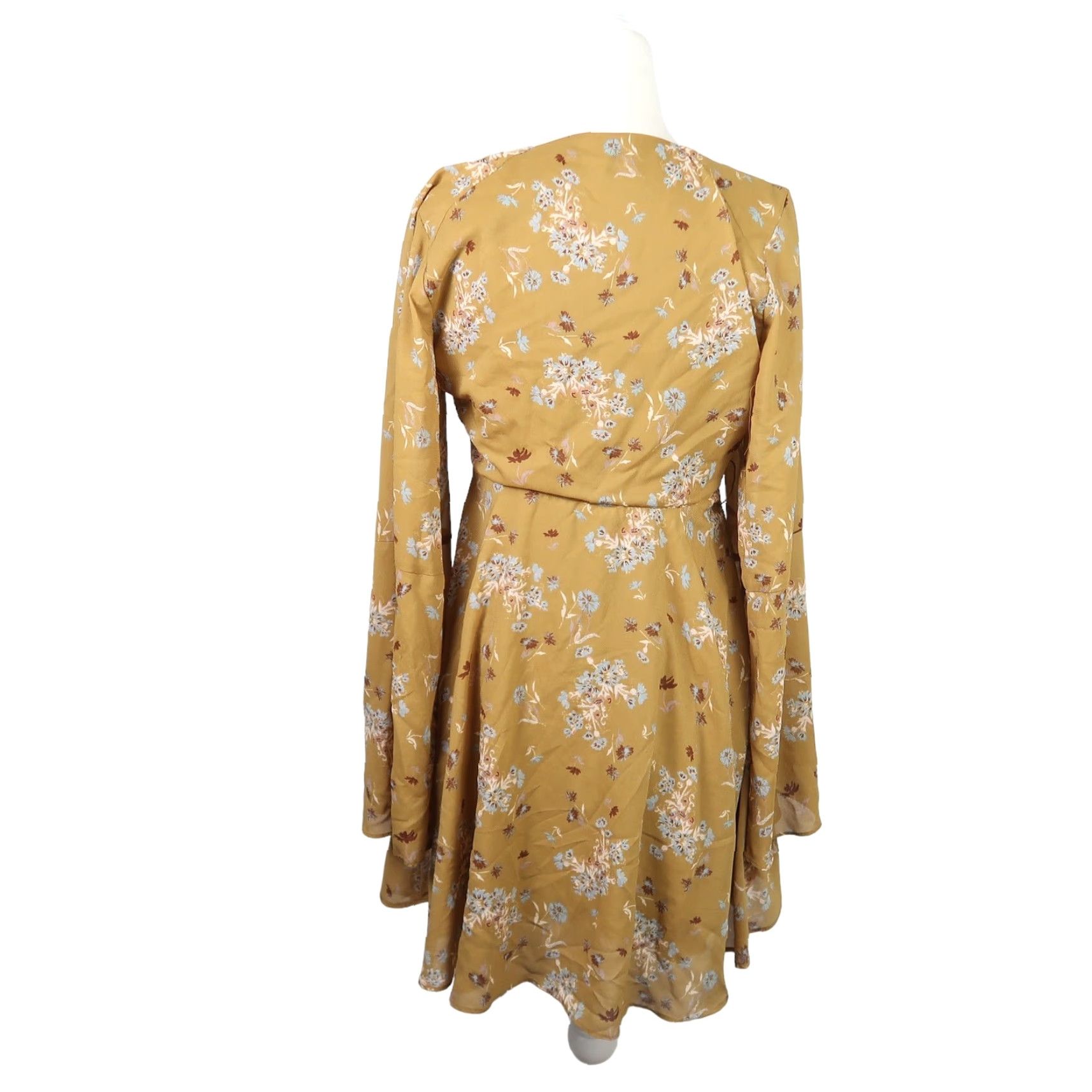 Free People Free People Mini Dress Bell Sleeve Floral Print Green M Womens V-Neck Slim A-Line Short Christmas? Size M / US 6-8 / IT 42-44 - 6 Thumbnail