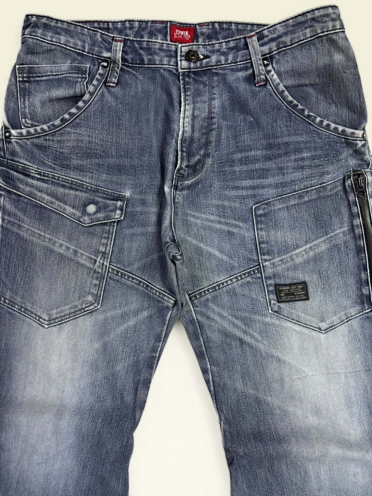 Comme des Garcons Japan Edwin Blue Trip Cargo Ultility Fade Jeans Size US 34 / EU 50 - 5 Thumbnail