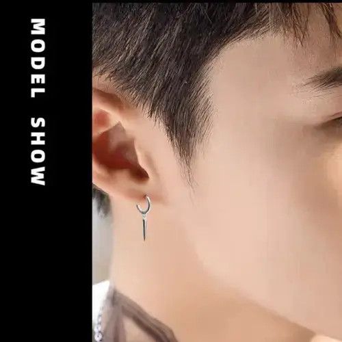 Jewelry 925 Silver Plated Geometry Triangle Cone Earrings for Men Size ONE SIZE - 4 Thumbnail