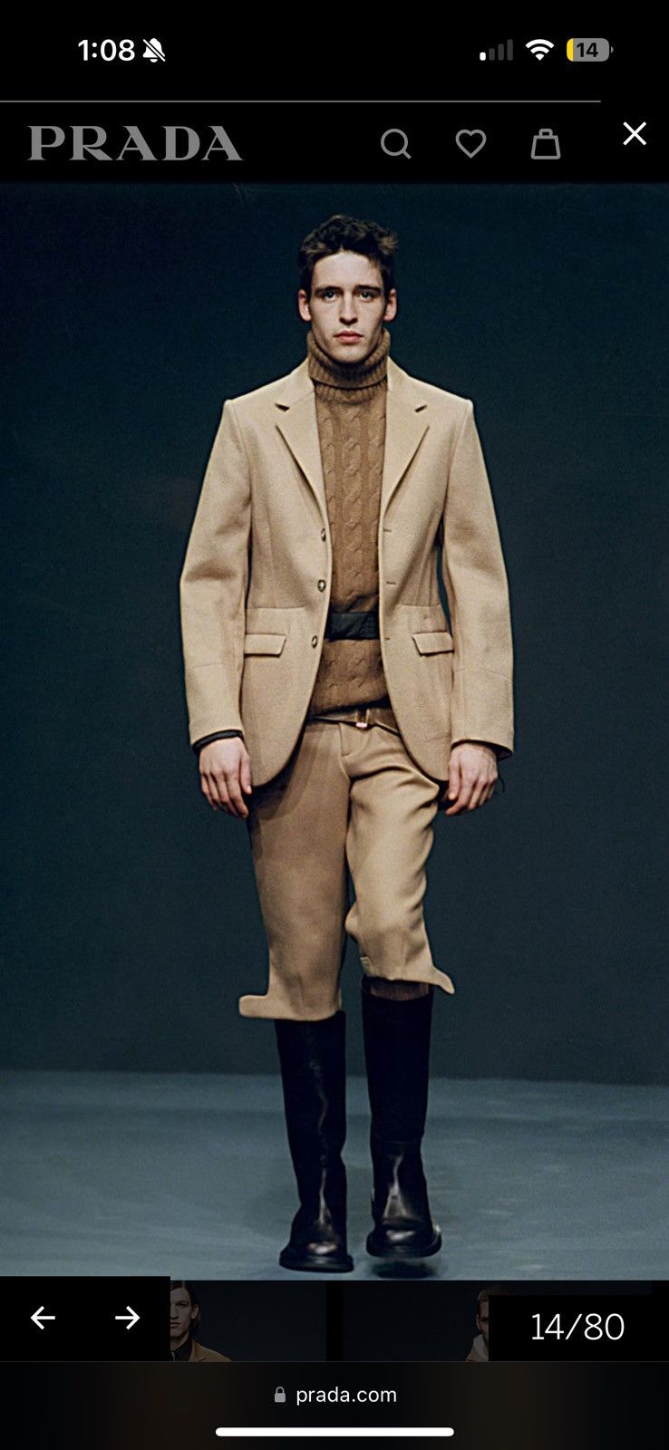 image of Prada F/w 1999 Camel Hair Technical Blazer in Beige, Men's (Size 40R)