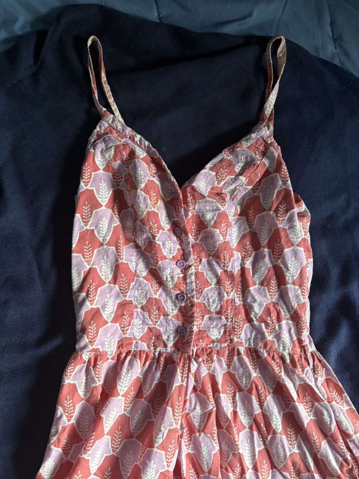 Other Whistle & Flute Pink Leaf Print 100% Cotton Midi Sundress Size M / US 6-8 / IT 42-44 - 9 Thumbnail