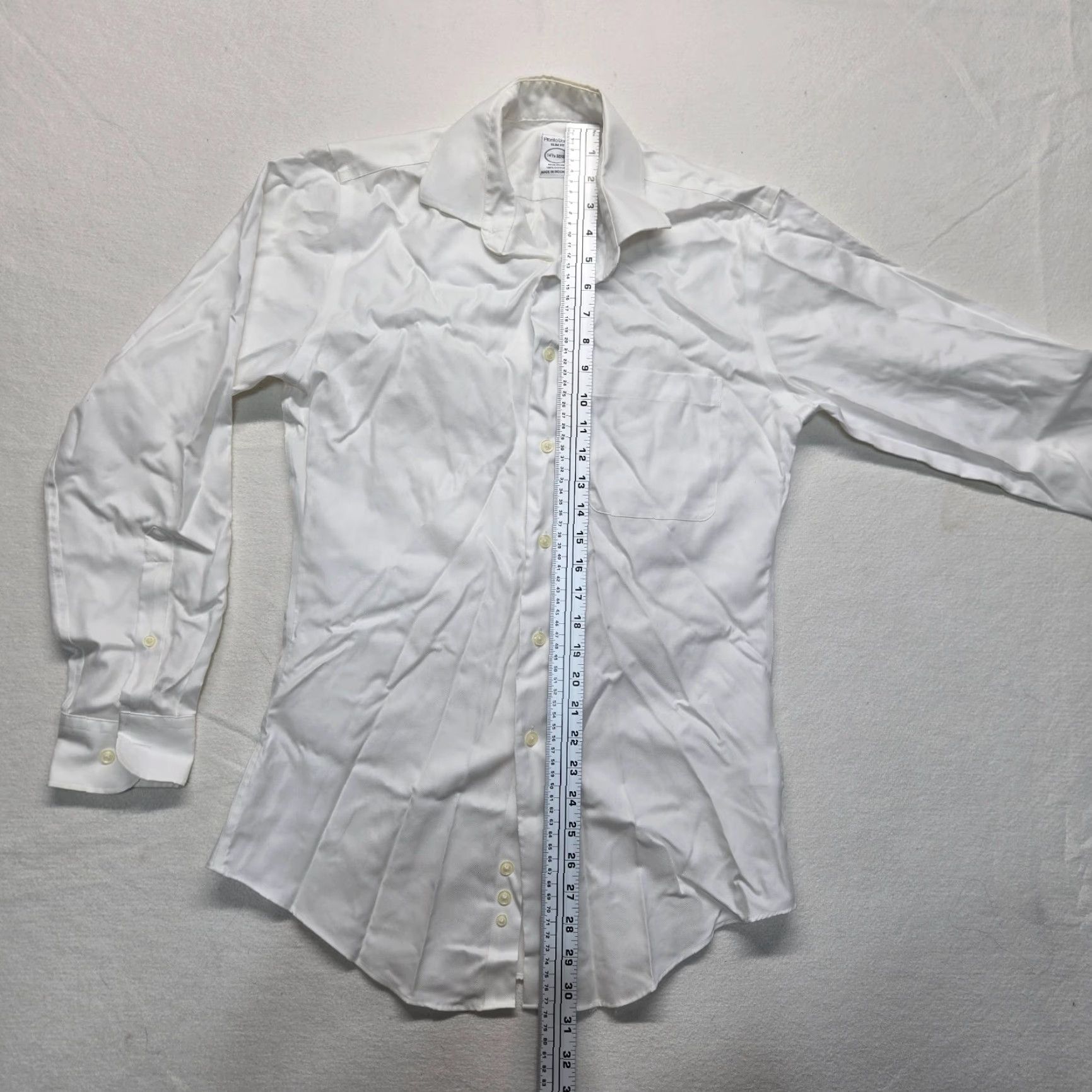Pronto Uomo Pronto Uomo Shirt Dress Shirt Slim Non-Iron White 14.5 32/33 Mens Size 40R - 6 Thumbnail