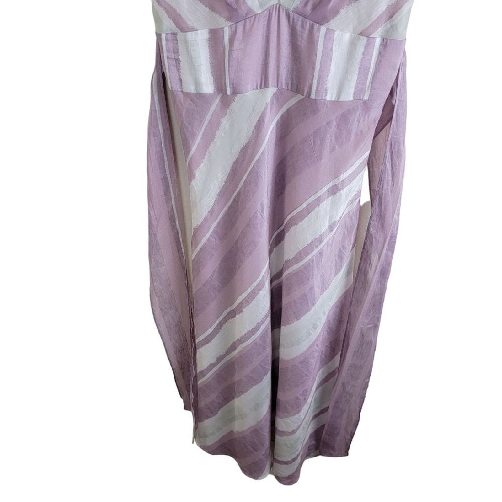 Rebecca Taylor Rebecca Taylor Womens Stripes Tie Waist Midi Dress V-Neck Size XS / US 0-2 / IT 36-38 - 5 Thumbnail