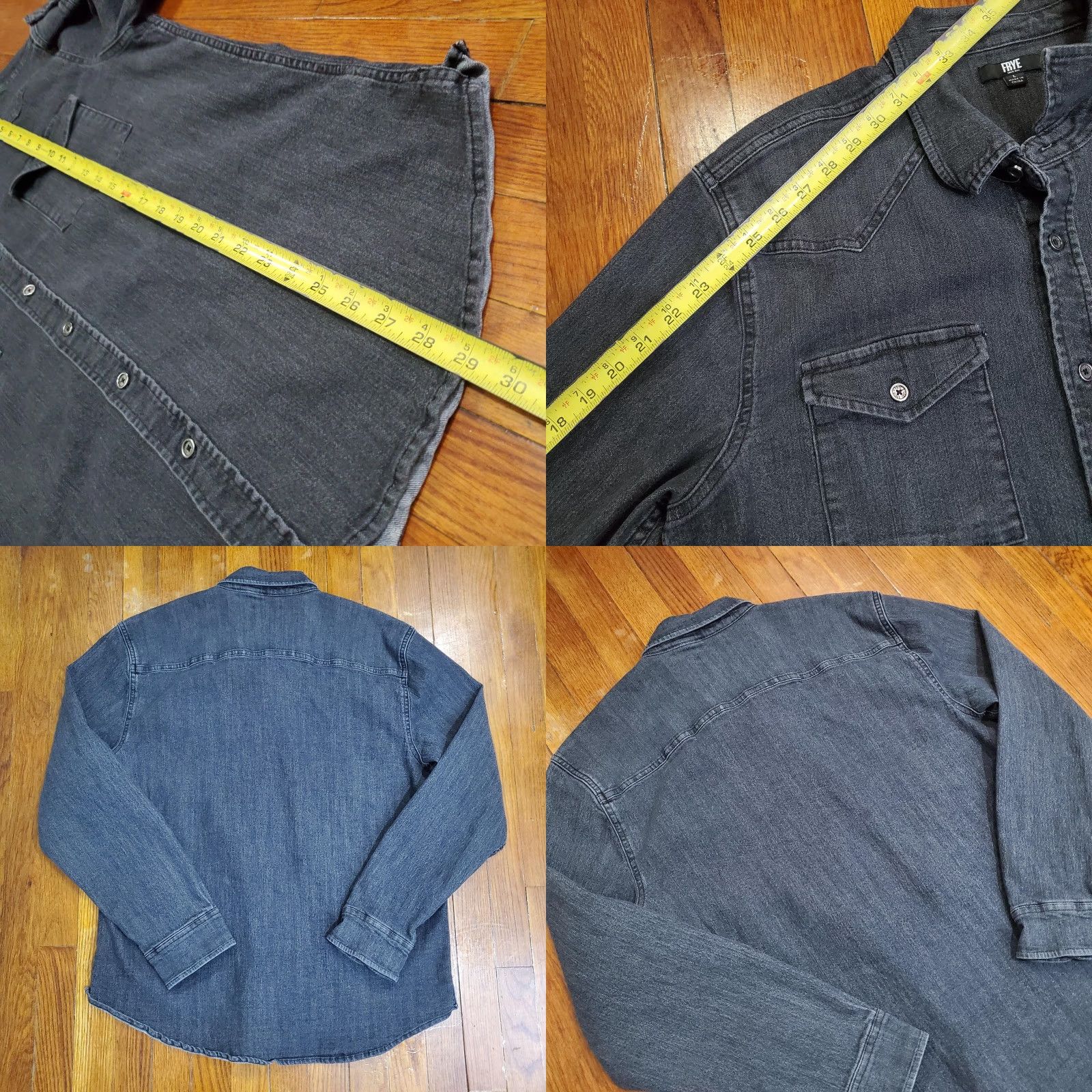 Frye Frye Shirt Mens Large Gray Denim Western Stretch Button Front Long Sleeve Casual Size US L / EU 52-54 / 3 - 8 Thumbnail