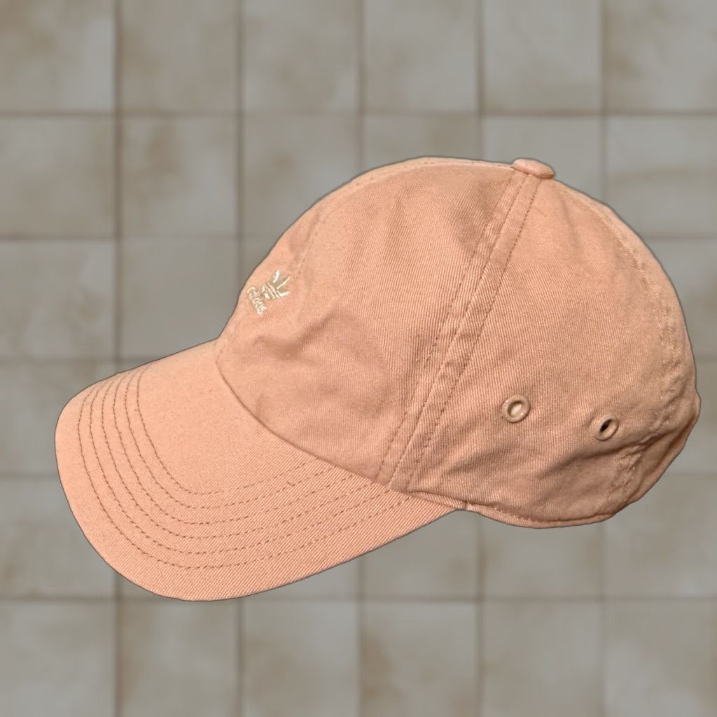 Adidas Adidas Women’s Relaxed Mini Logo Strap-Back Hat Peach EUC Baseball Cap Adjustable 100% Cotton Canvas Beige Logo Size ONE SIZE - 1 Thumbnail