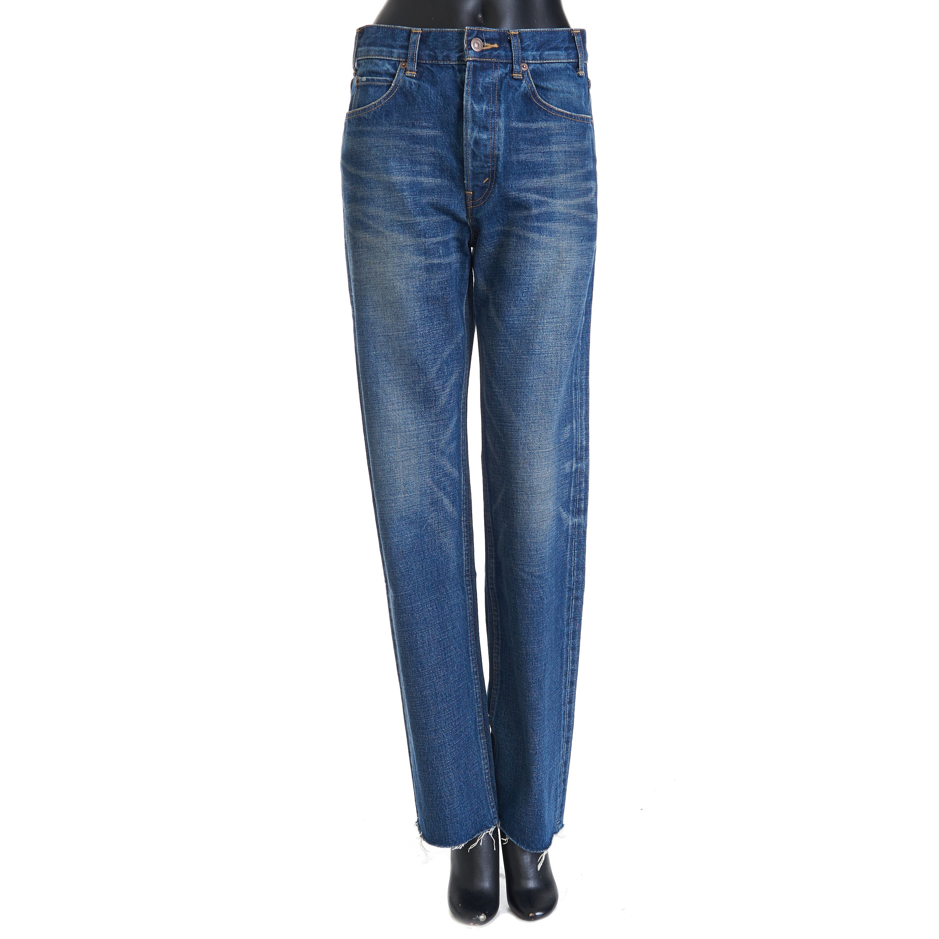 Celine Polly Jeans In Dark Union Wash Denim With Raw Seams Size 27" / US 4 / IT 40 - 1 Thumbnail
