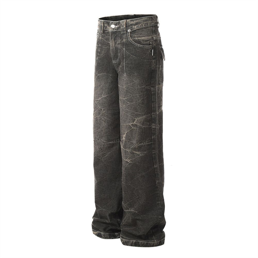 Japanese Brand × Jean Men's distressed loose lightning crack tie-dye washed jeans Size US 32 / EU 48 - 2 Thumbnail