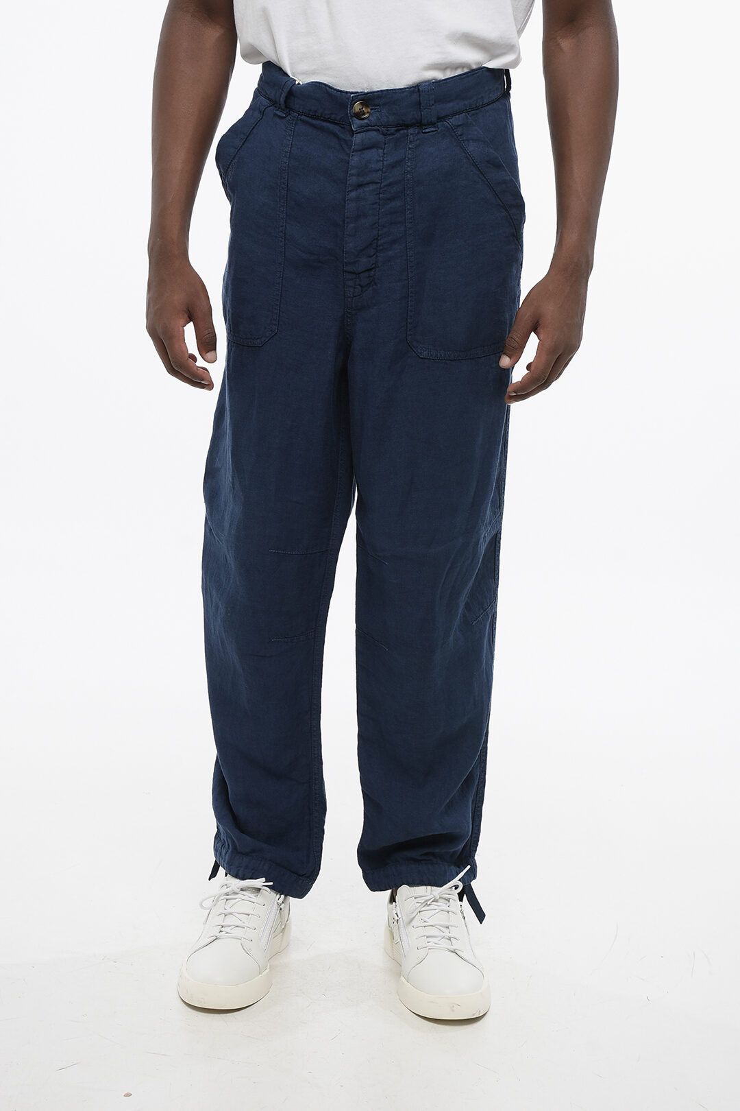 Brunello Cucinelli og1mm0825 4-Pocketed Linen Pant in Blue Size US 38 / EU 54 - 1 Thumbnail