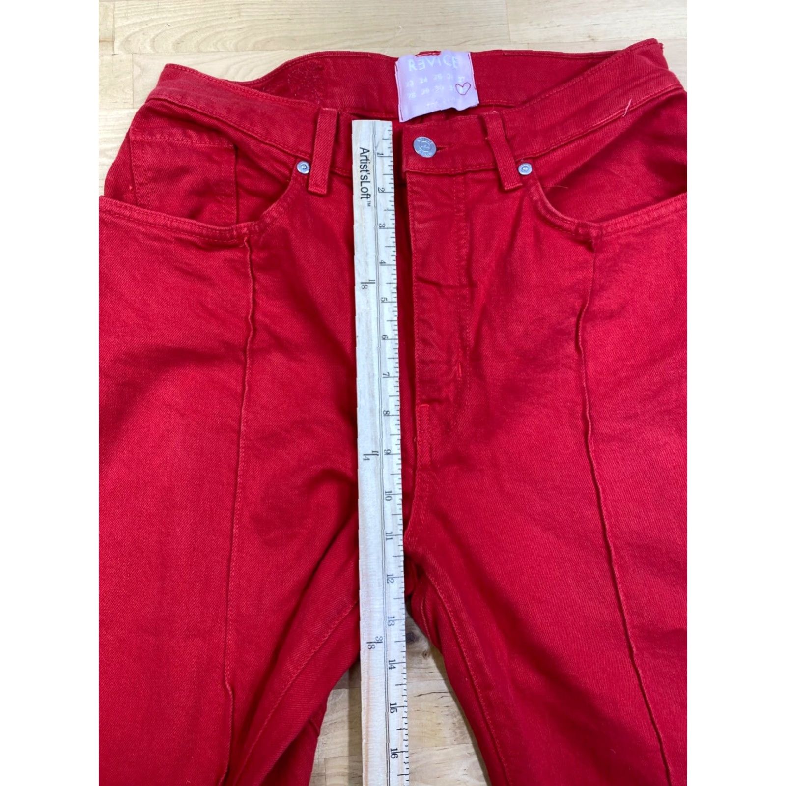Vintage Revice Jeans Womens 32 Red Pleated Casual 32" Inseam Flared Jeans Womens Red Pleated 32" Inseam Size 24" / US 00 / IT 34 - 5 Thumbnail