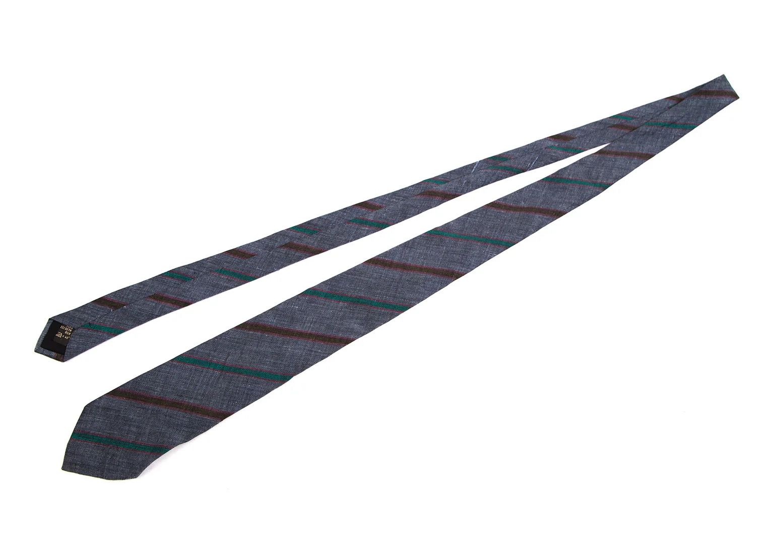 Dries Van Noten Linen-Silk Bias Stripe Tie in Navy and Others Size ONE SIZE - 2 Thumbnail