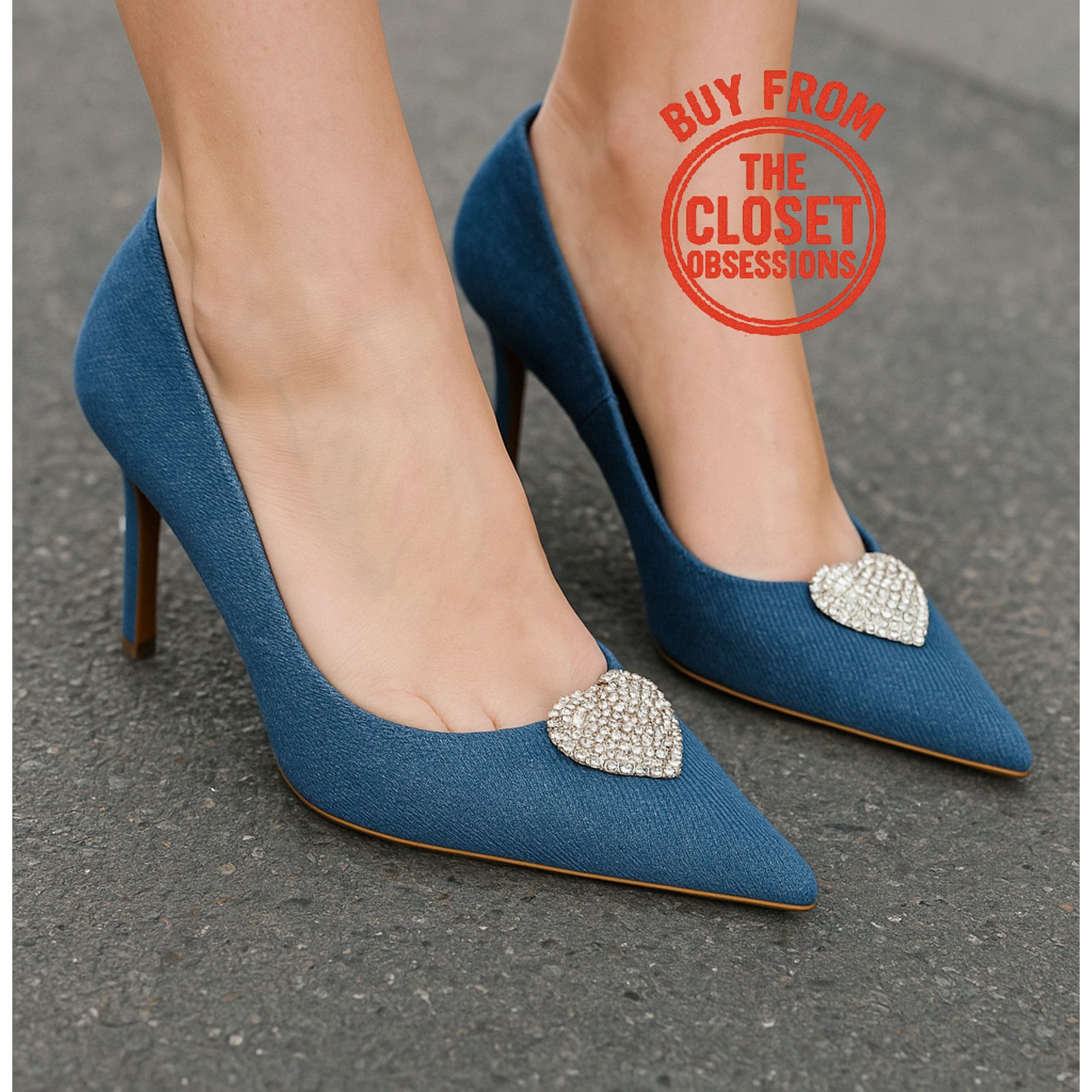 Mango MANGO Rhinestone Denim Heels NWT Size US 8.5 / IT 38.5 - 2 Thumbnail
