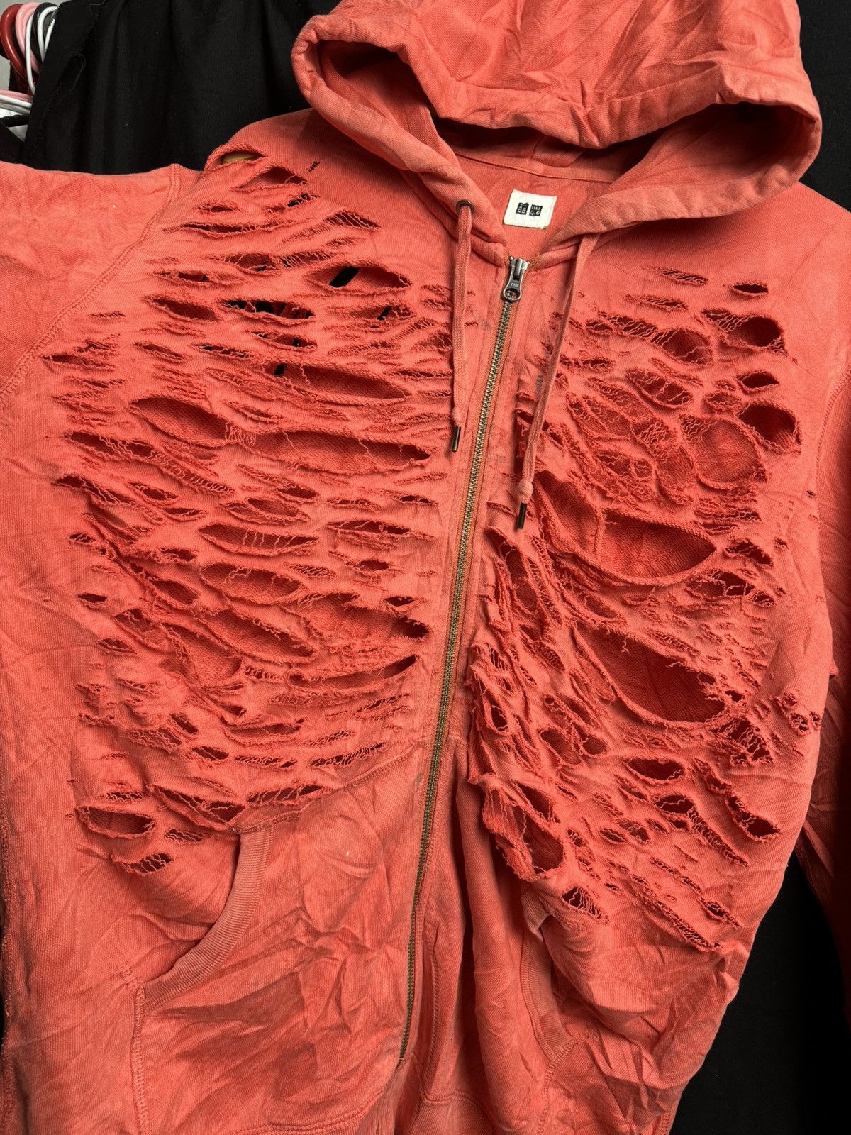 Beauty Beast × If Six Was Nine × Japanese Brand Crazy Distressed Style Skelton Hoodie Uniqlo Faded Orange Size US XL / EU 56 / 4 - 4 Thumbnail