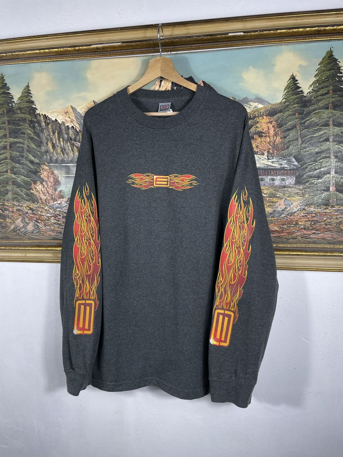 Japanese Brand × Vintage Vintage Retro Y2k 00s Flame Fire Longsleeve Tee Baggy Loose Size US XL / EU 56 / 4 - 3 Thumbnail