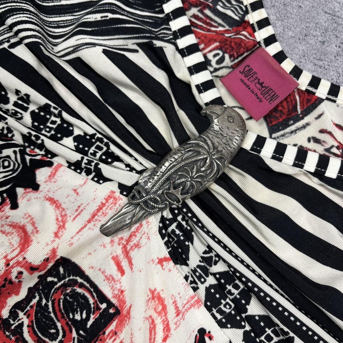 Designer Ladies Save The Queen Avant-Garde overprinted tunic blouse Size M / US 6-8 / IT 42-44 - 6 Thumbnail
