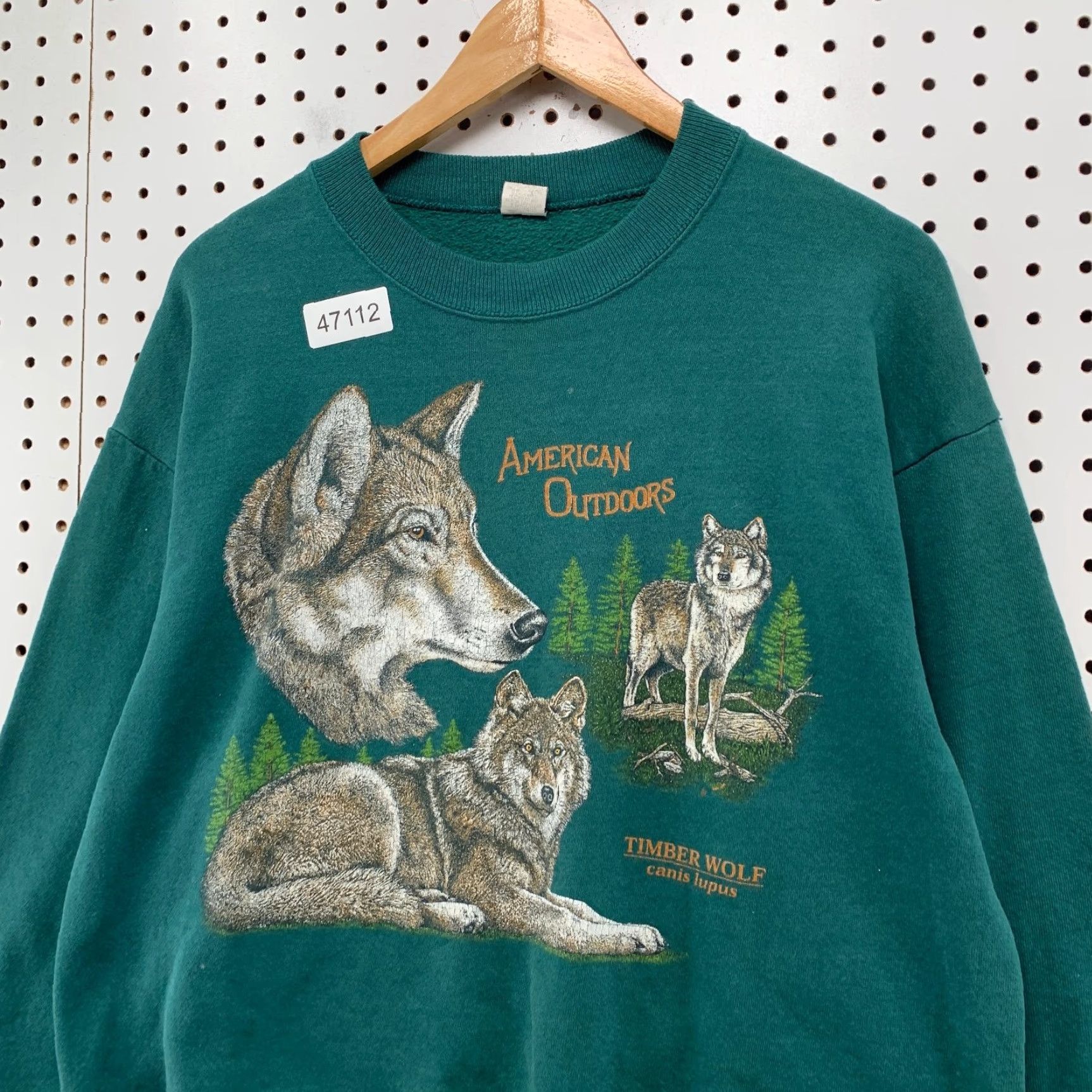 Vintage VINTAGE Wolf Nature Sweatshirt Mens Large Green Timberwolf American Outdoor USA Size US L / EU 52-54 / 3 - 6 Thumbnail
